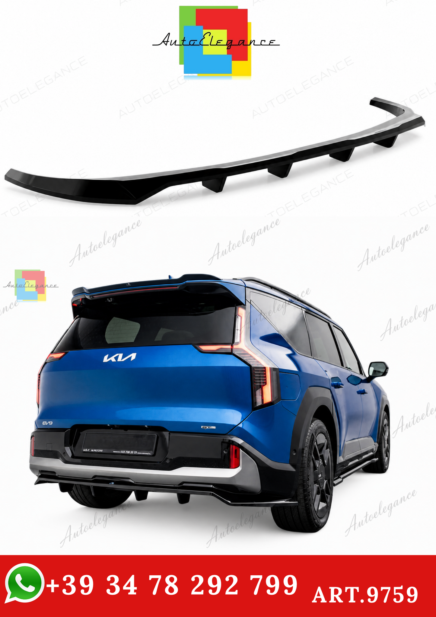 🔥ART.9759 SPLITTER POSTERIORE (CON BARRE VERTICALI) KIA EV9 GT-LINE Mk1🔥