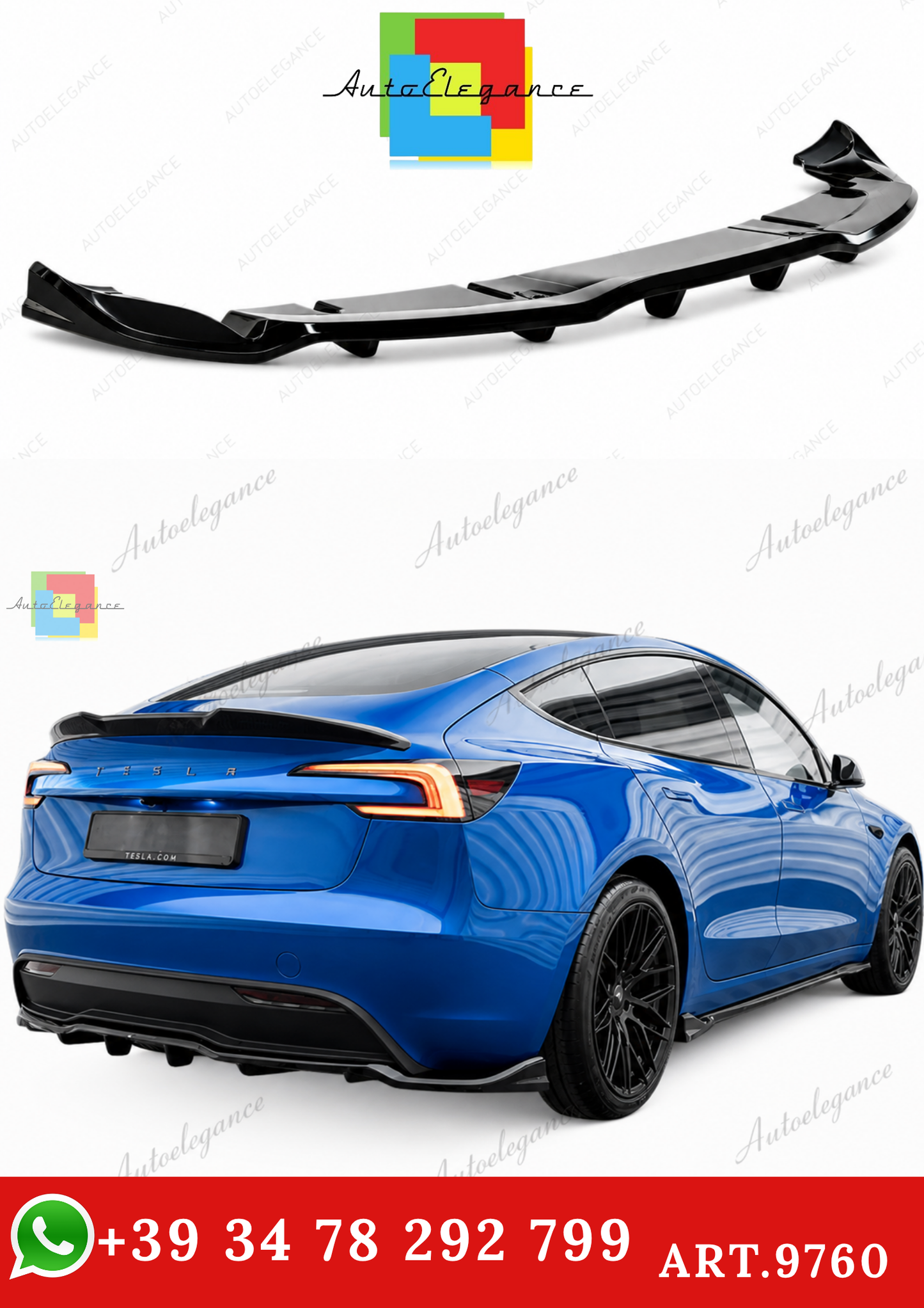 🔥ART.9760 SPLITTER POSTERIORE V.1 TESLA MODEL 3 PROJECT HIGHLAND (RESTYLING)🔥