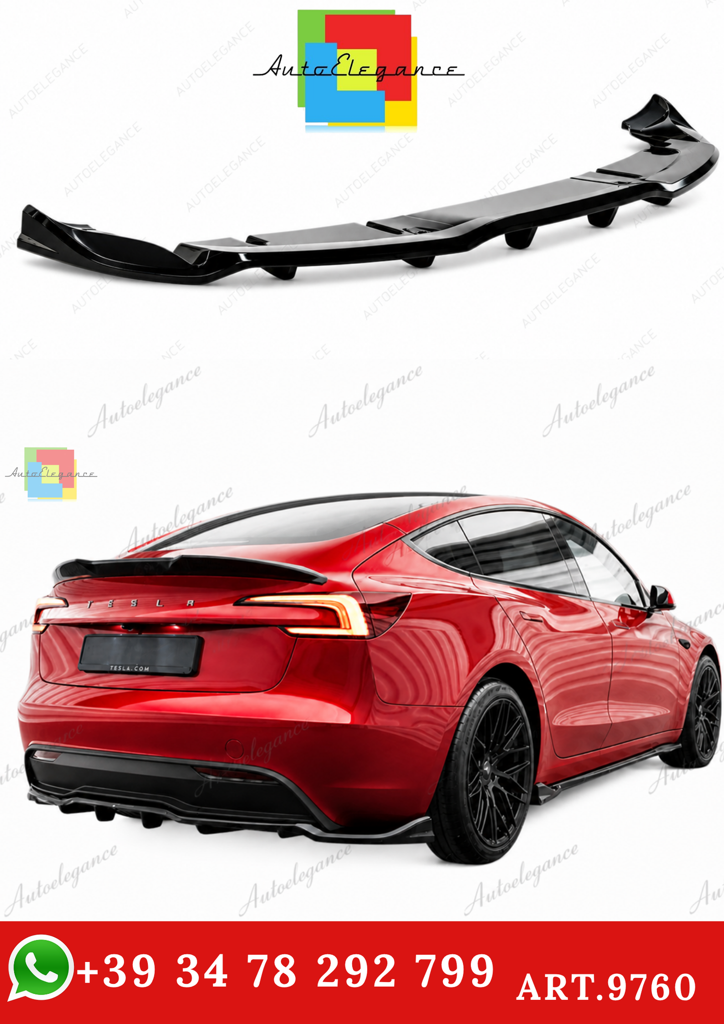 🔥ART.9760 SPLITTER POSTERIORE V.1 TESLA MODEL 3 PROJECT HIGHLAND (RESTYLING)🔥