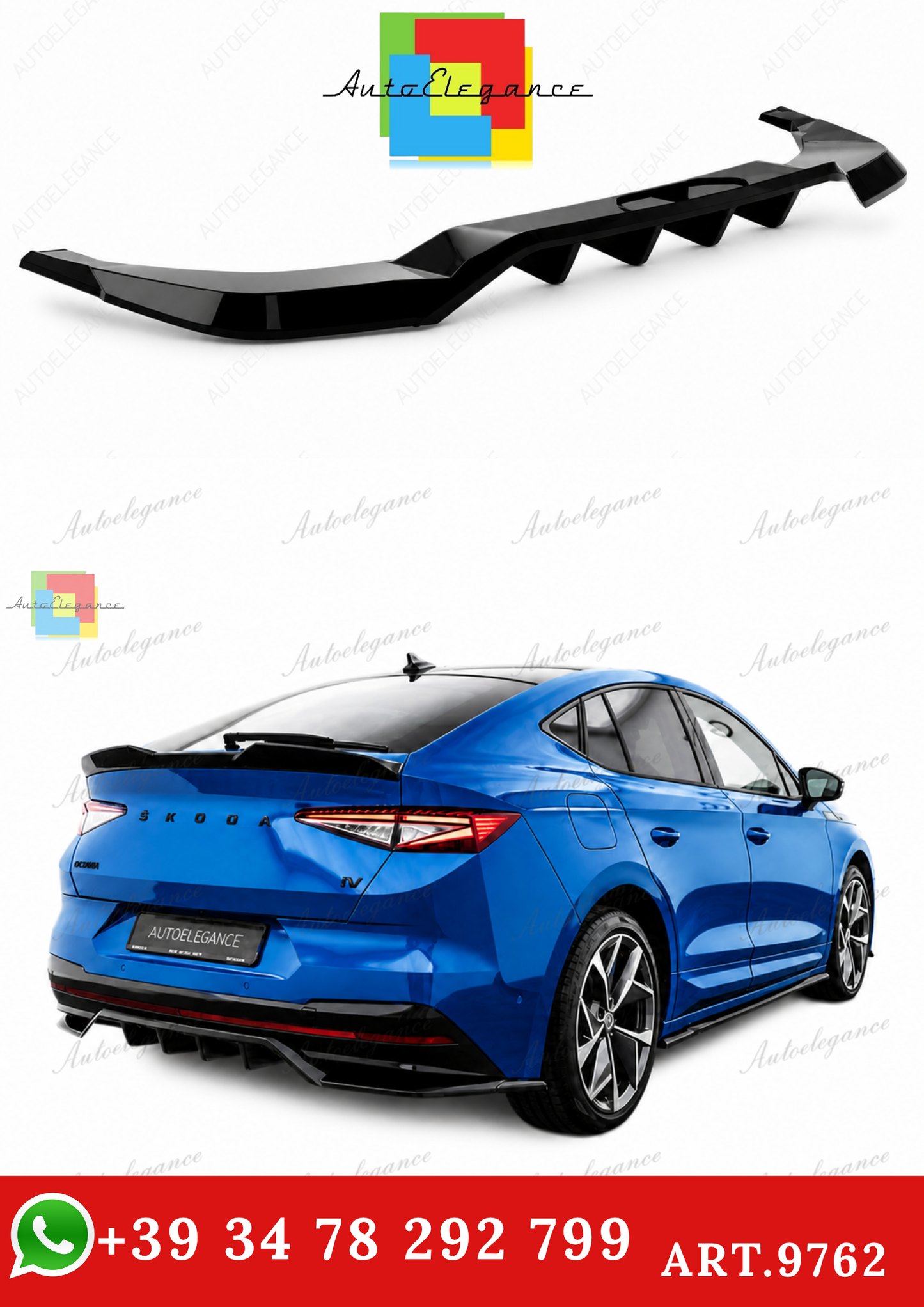 🔥ART.9762 SPLITTER POSTERIORE (CON BARRE VERTICALI) SKODA ENYAQ COUPE iV RS🔥