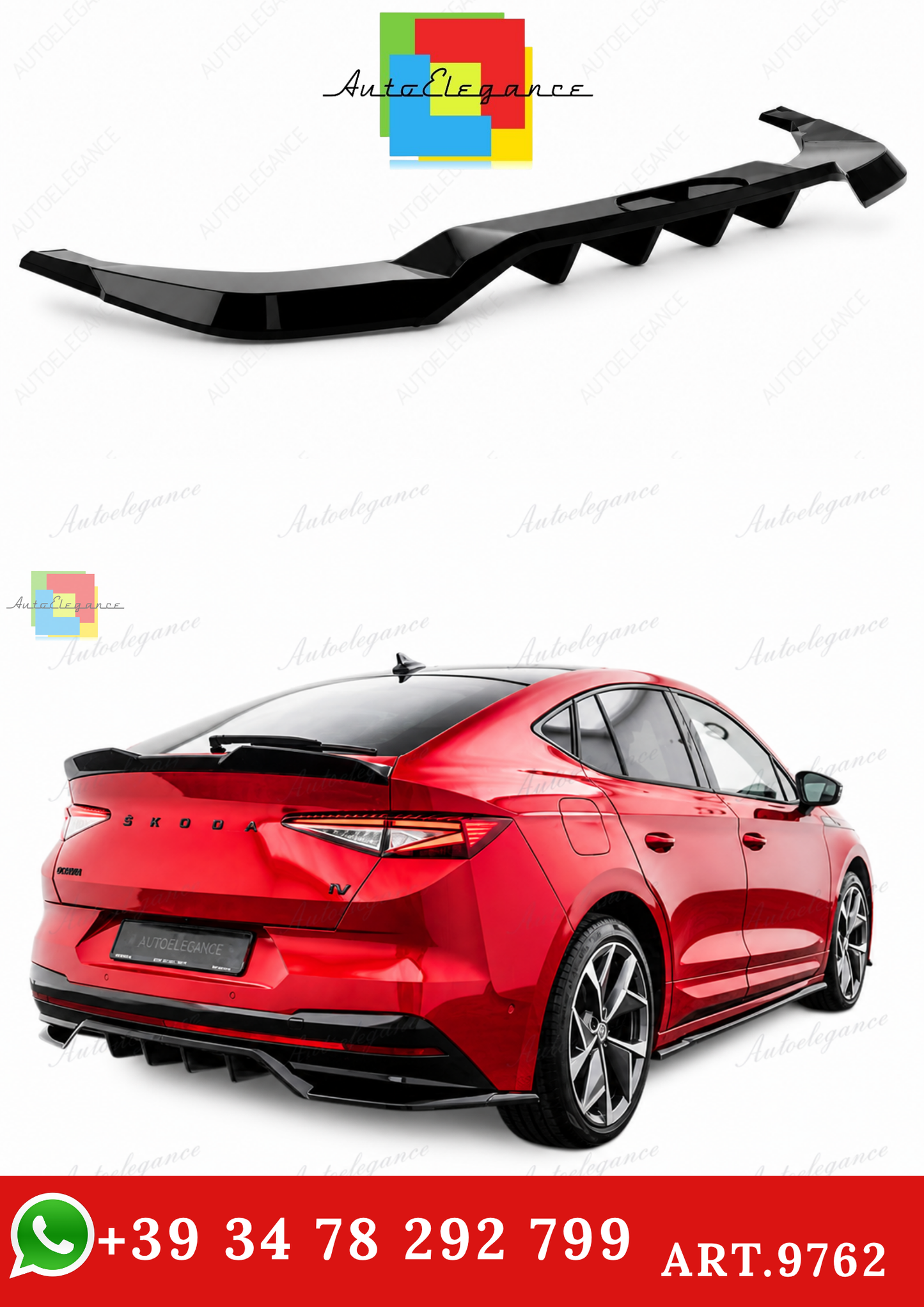 🔥ART.9762 SPLITTER POSTERIORE (CON BARRE VERTICALI) SKODA ENYAQ COUPE iV RS🔥