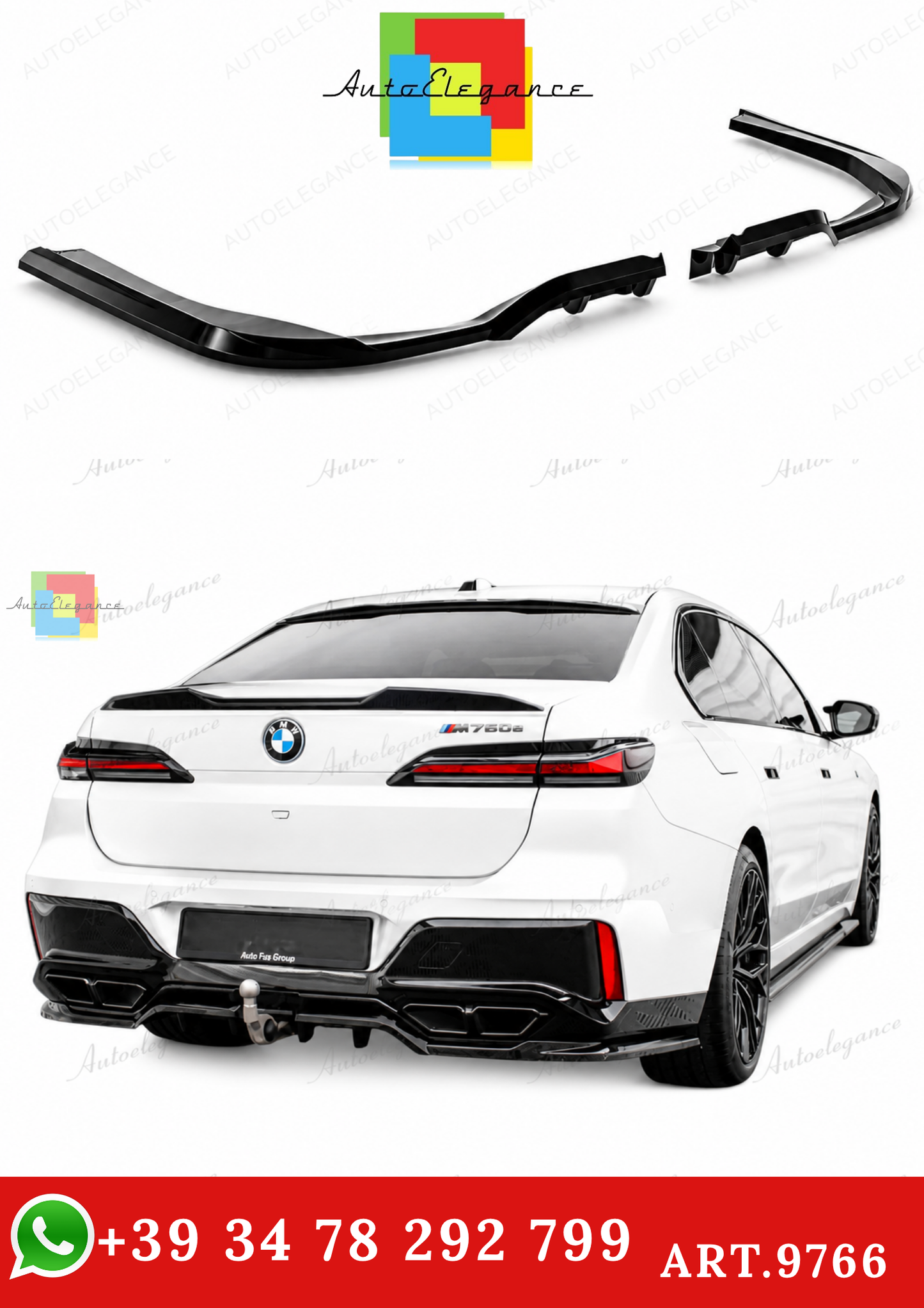 🔥ART.9766 SPLITTER POSTERIORE (CON BARRE VERTICALI) PER BMW M760E G70🔥