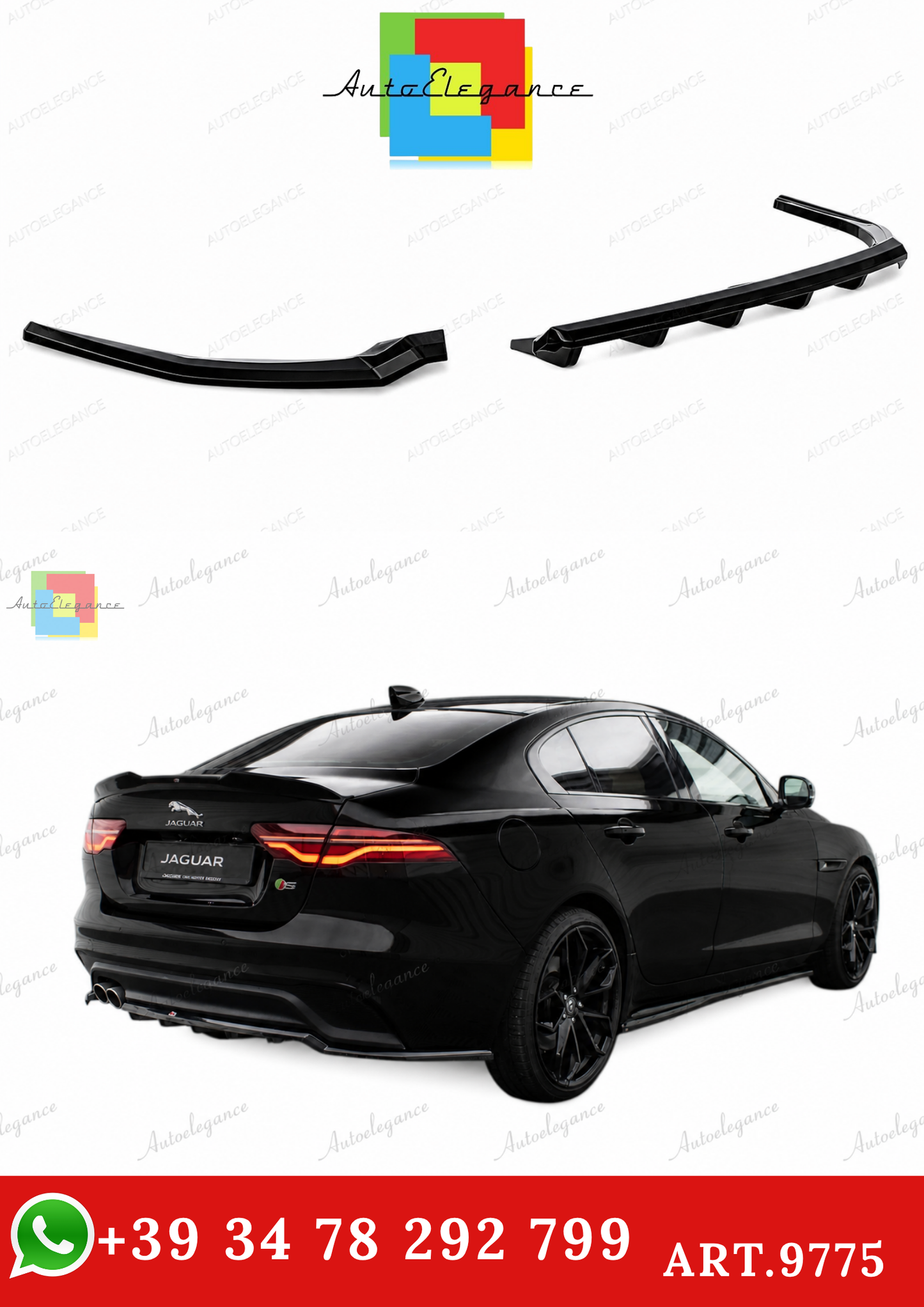🔥ART.9775 SPLITTER POSTERIORE (CON BARRE VERTICALI) JAGUAR XE X760 FACELIFT🔥