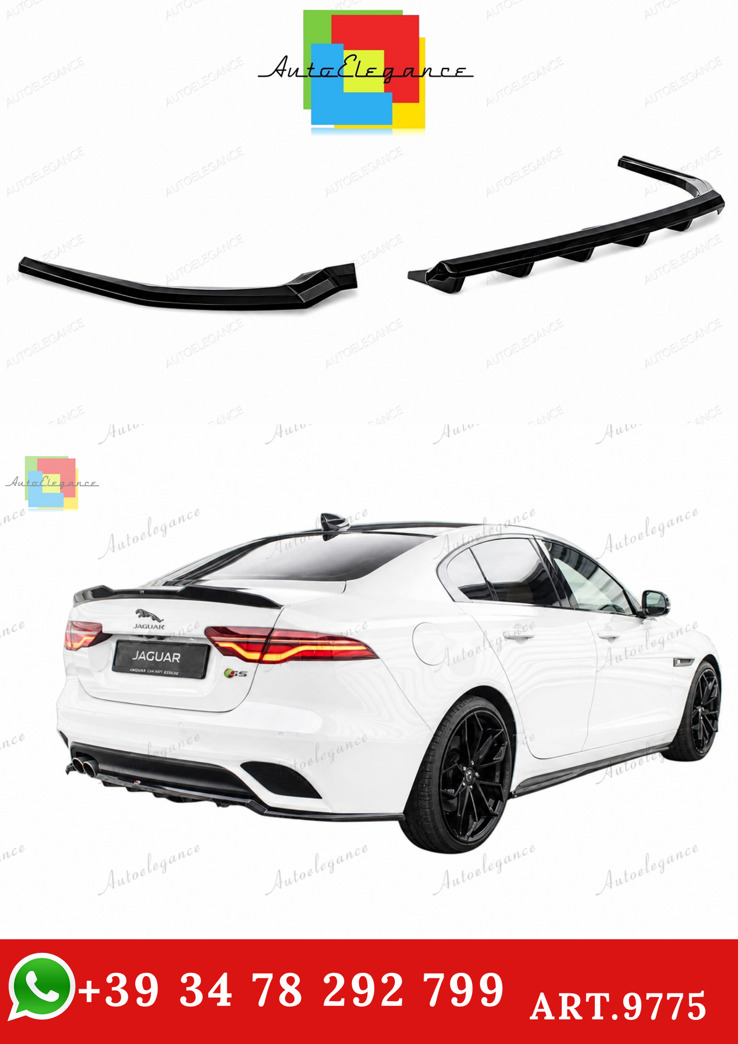 🔥ART.9775 SPLITTER POSTERIORE (CON BARRE VERTICALI) JAGUAR XE X760 FACELIFT🔥