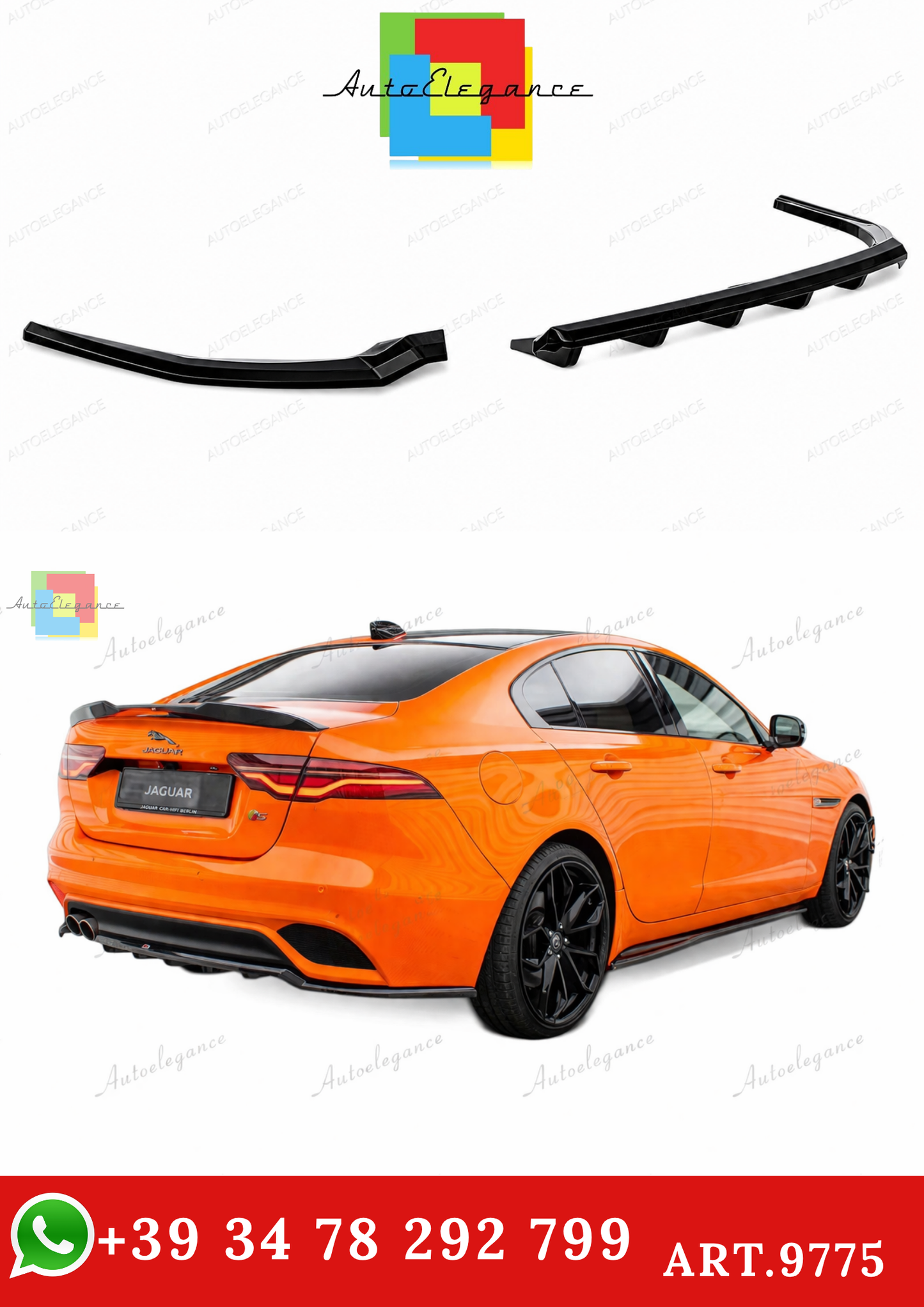 🔥ART.9775 SPLITTER POSTERIORE (CON BARRE VERTICALI) JAGUAR XE X760 FACELIFT🔥