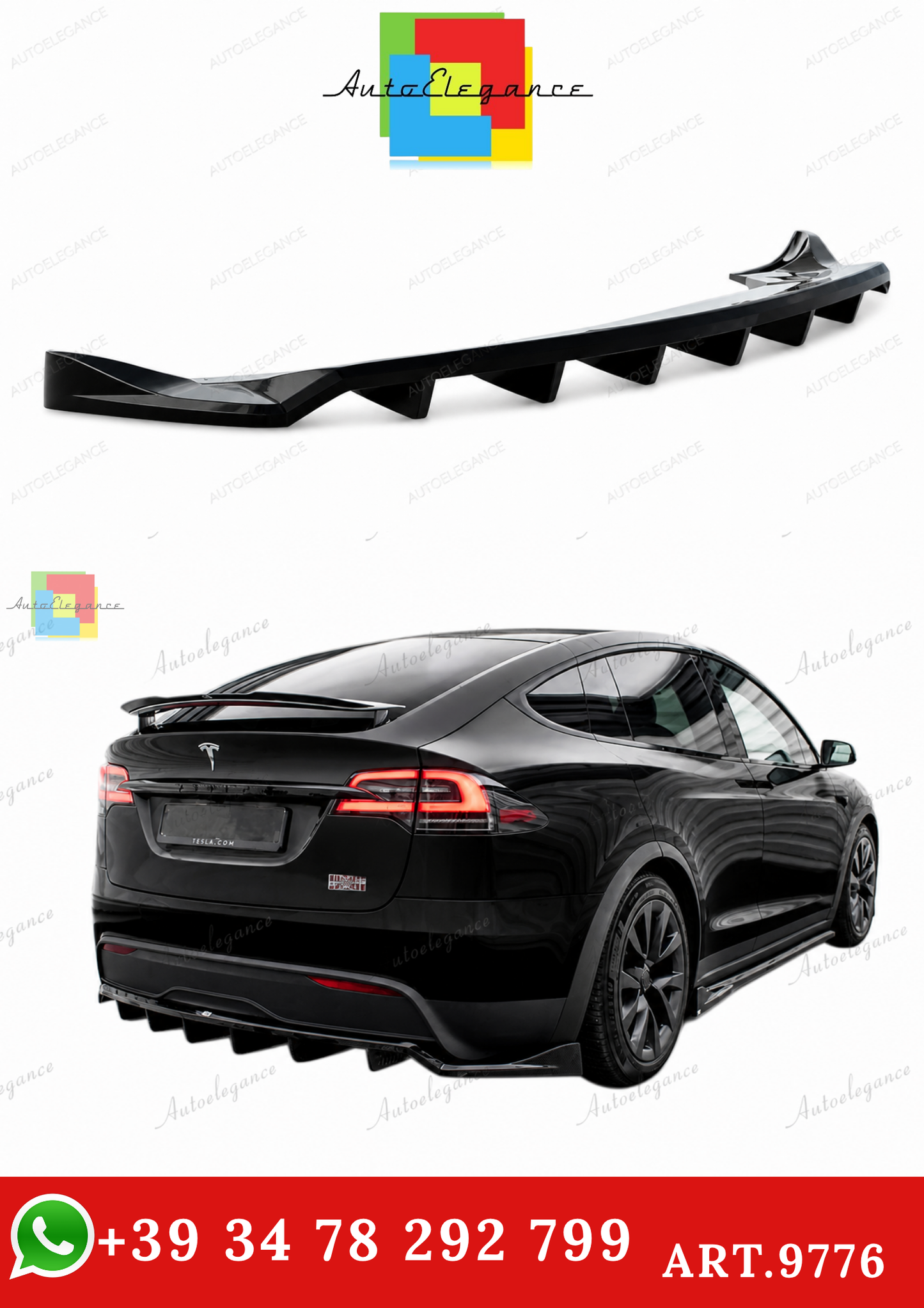 🔥ART.9776 SPLITTER POSTERIORE (CON BARRE VERTICALI)TESLA MODEL X Mk1 FACELIFT🔥