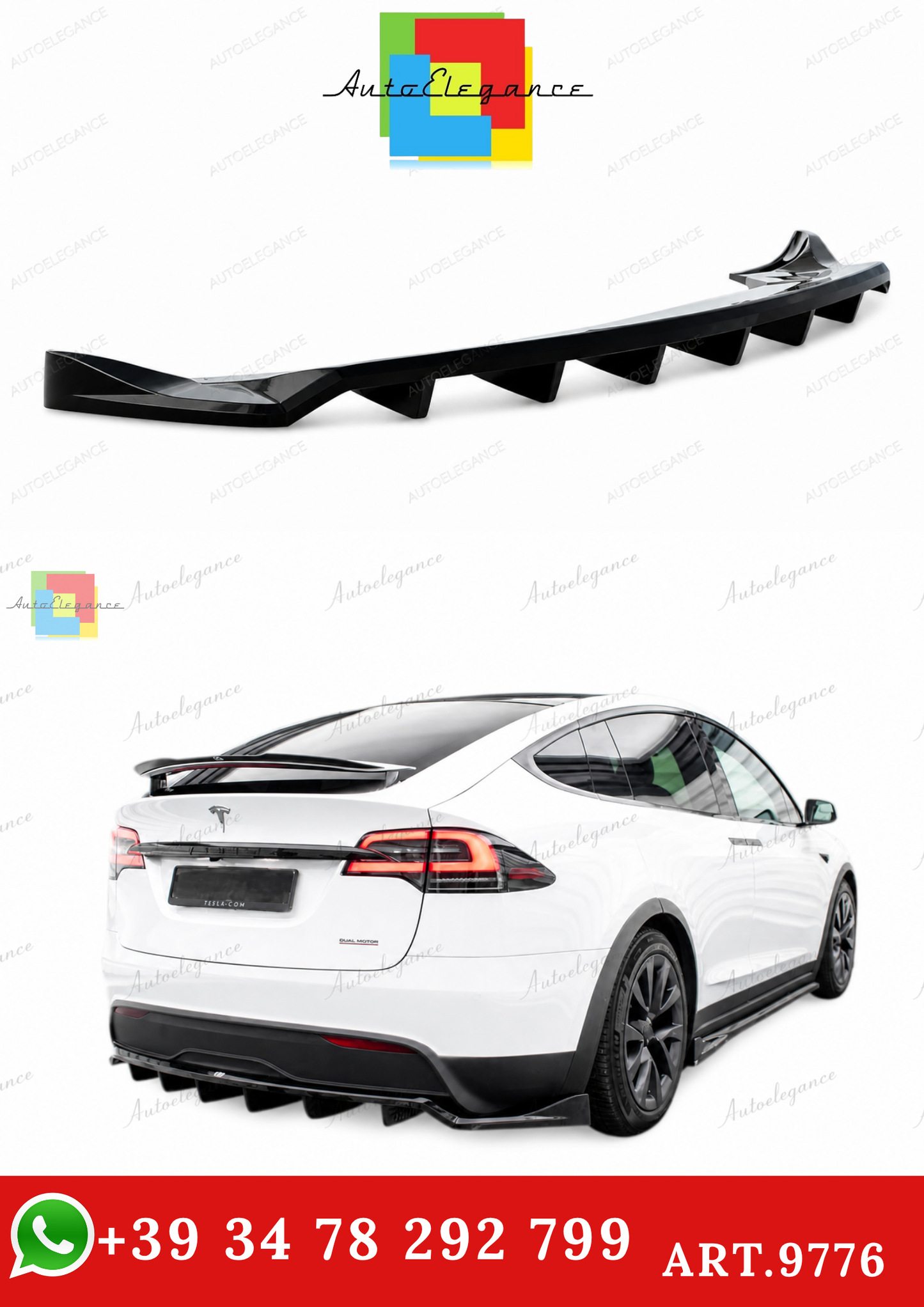 🔥ART.9776 SPLITTER POSTERIORE (CON BARRE VERTICALI)TESLA MODEL X Mk1 FACELIFT🔥