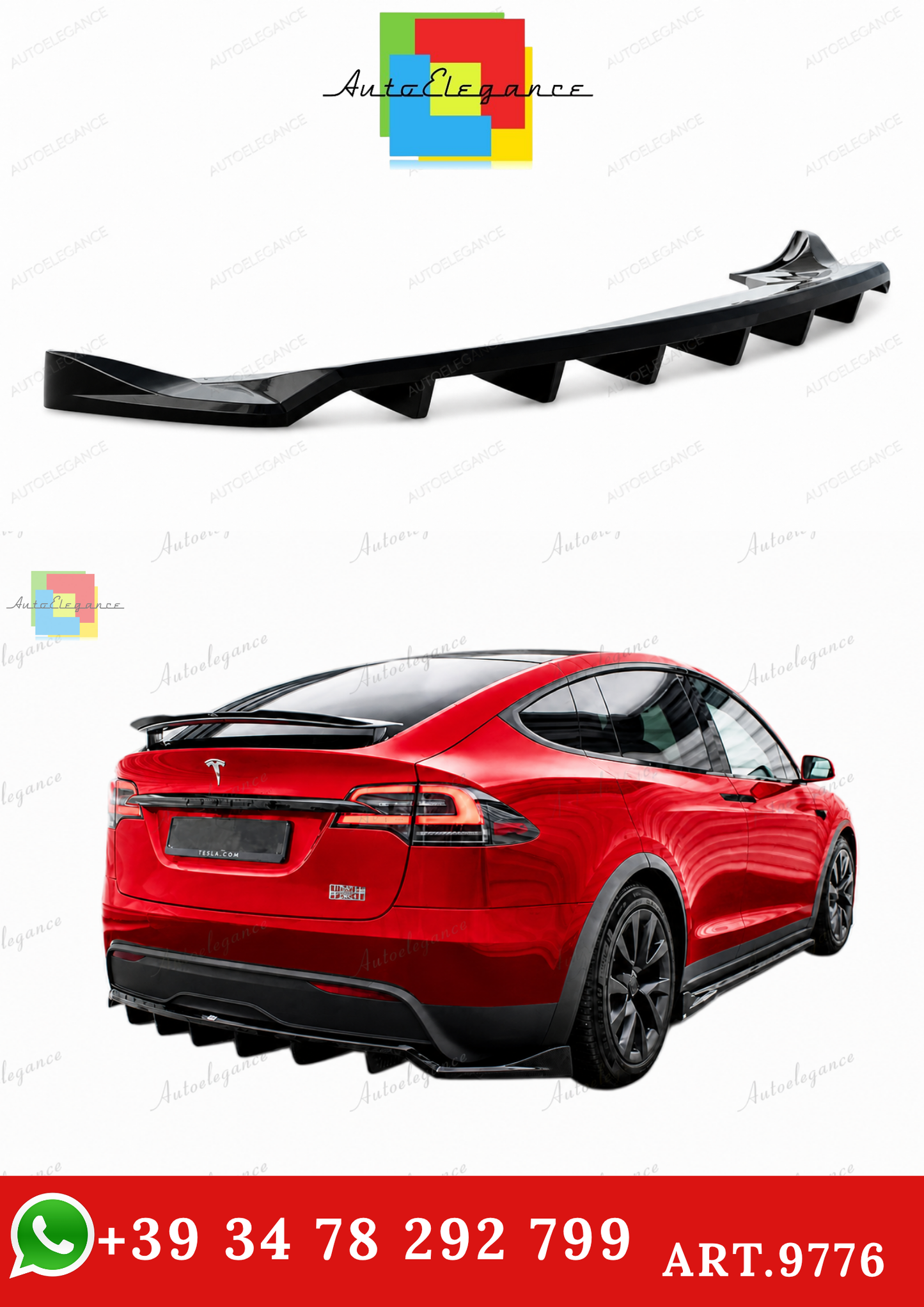 🔥ART.9776 SPLITTER POSTERIORE (CON BARRE VERTICALI)TESLA MODEL X Mk1 FACELIFT🔥