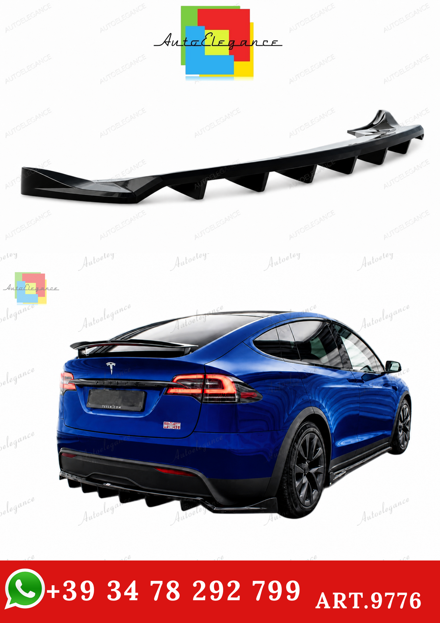 🔥ART.9776 SPLITTER POSTERIORE (CON BARRE VERTICALI)TESLA MODEL X Mk1 FACELIFT🔥