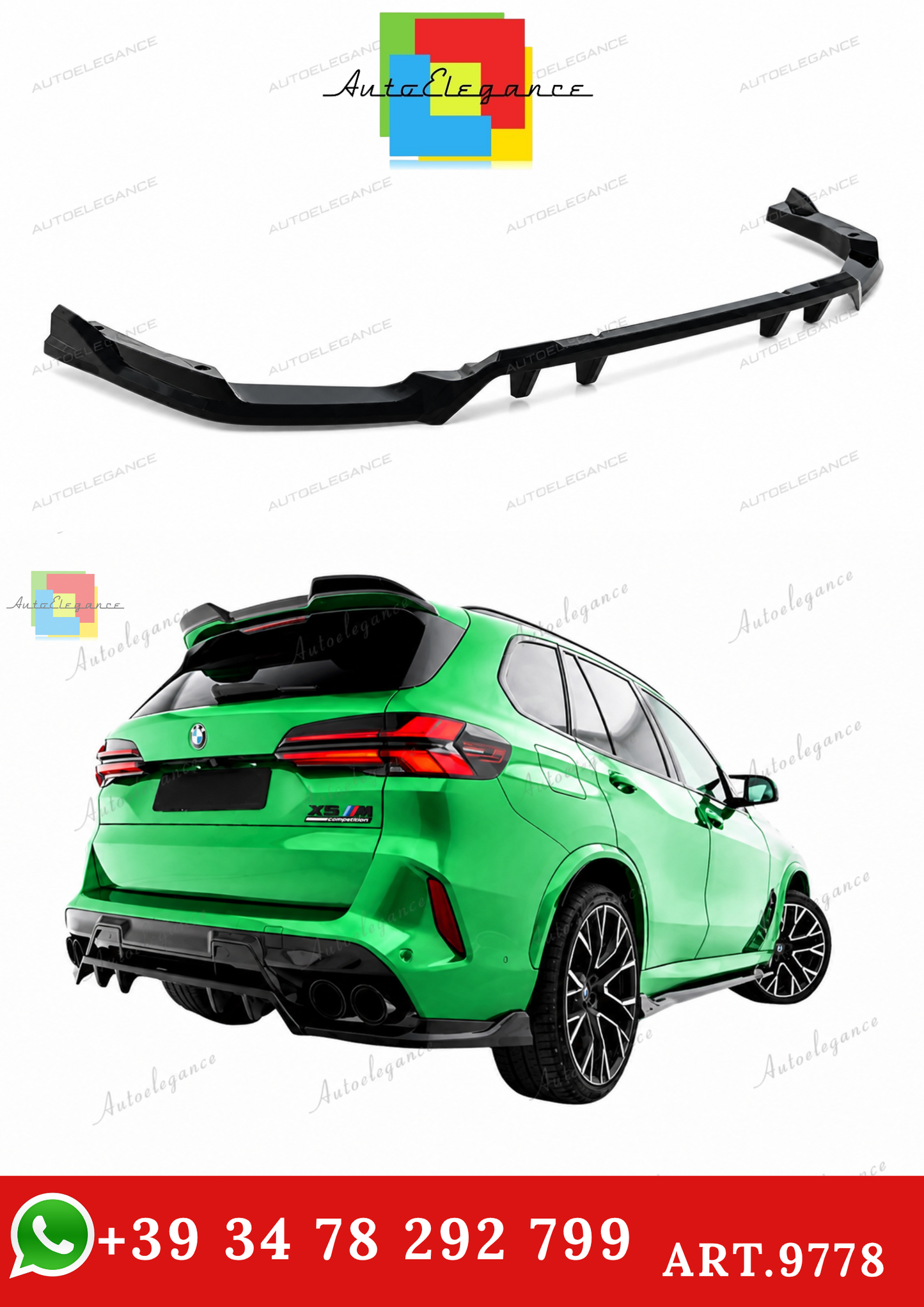 🔥ART.9778 SPLITTER POSTERIORE CON BARRE VERTICALI) BMW X5 M F95/ F95 FACELIFT🔥