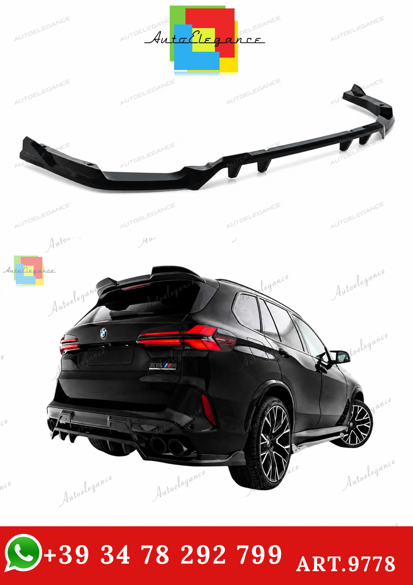 🔥ART.9778 SPLITTER POSTERIORE CON BARRE VERTICALI) BMW X5 M F95/ F95 FACELIFT🔥