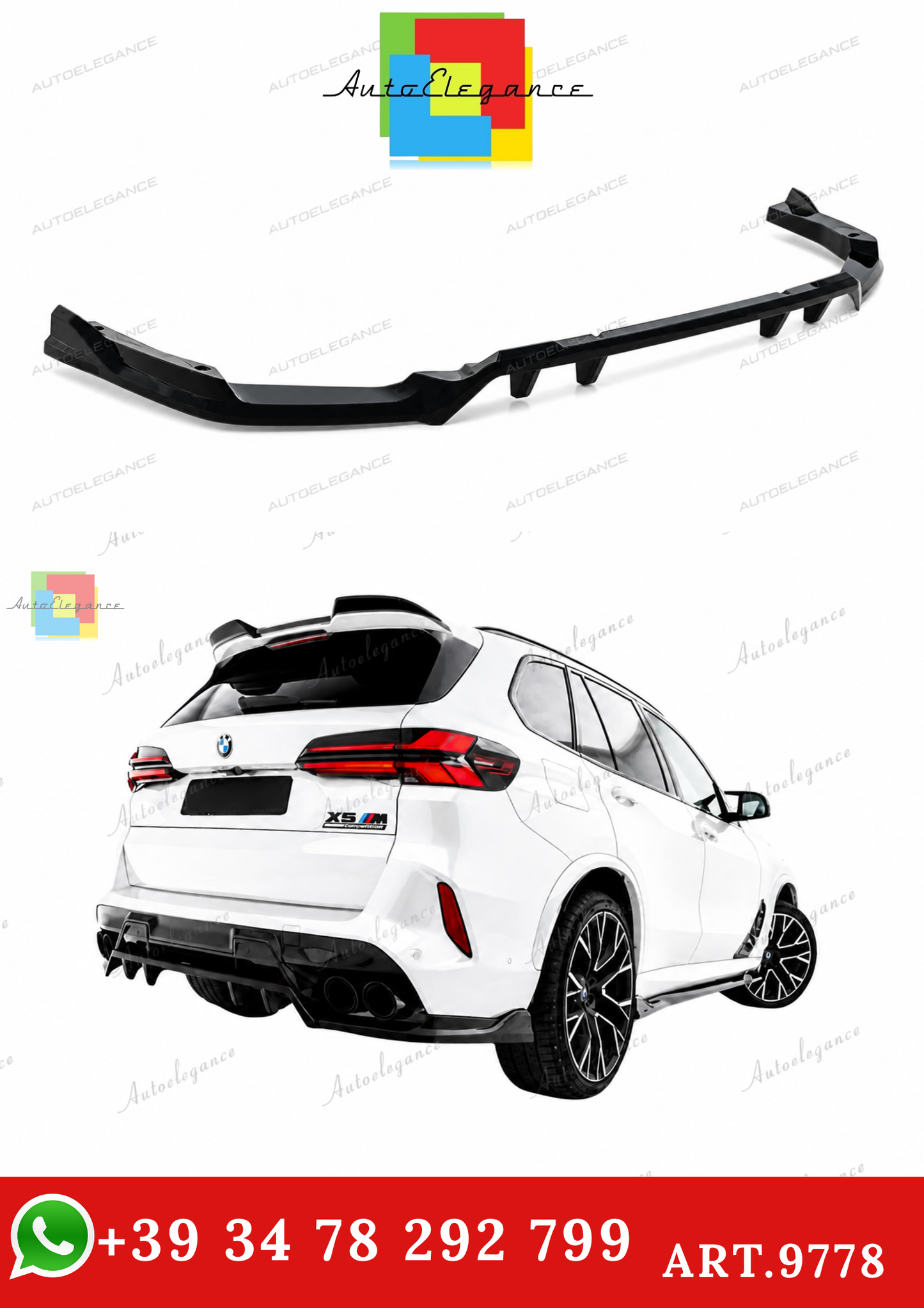 🔥ART.9778 SPLITTER POSTERIORE CON BARRE VERTICALI) BMW X5 M F95/ F95 FACELIFT🔥