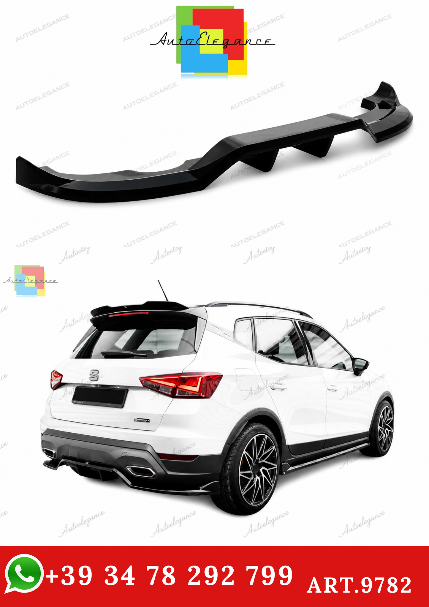 🔥ART.9782 SPLITTER POSTERIORE CON BARRE VERTICALI) SEAT ARONA FR Mk1 FACELIFT🔥
