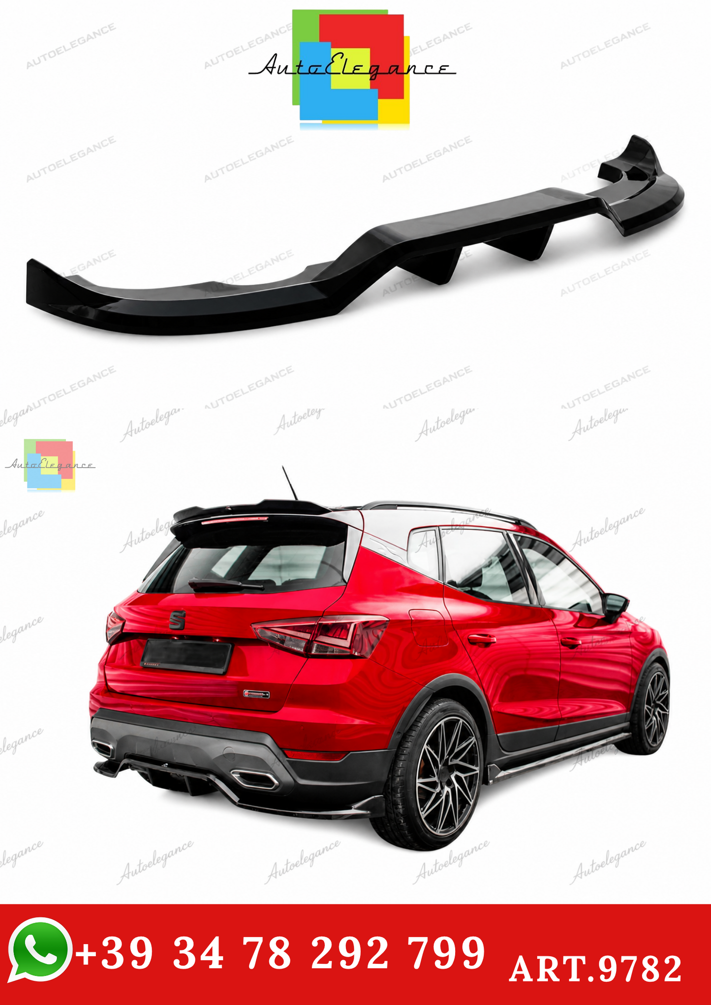 🔥ART.9782 SPLITTER POSTERIORE CON BARRE VERTICALI) SEAT ARONA FR Mk1 FACELIFT🔥