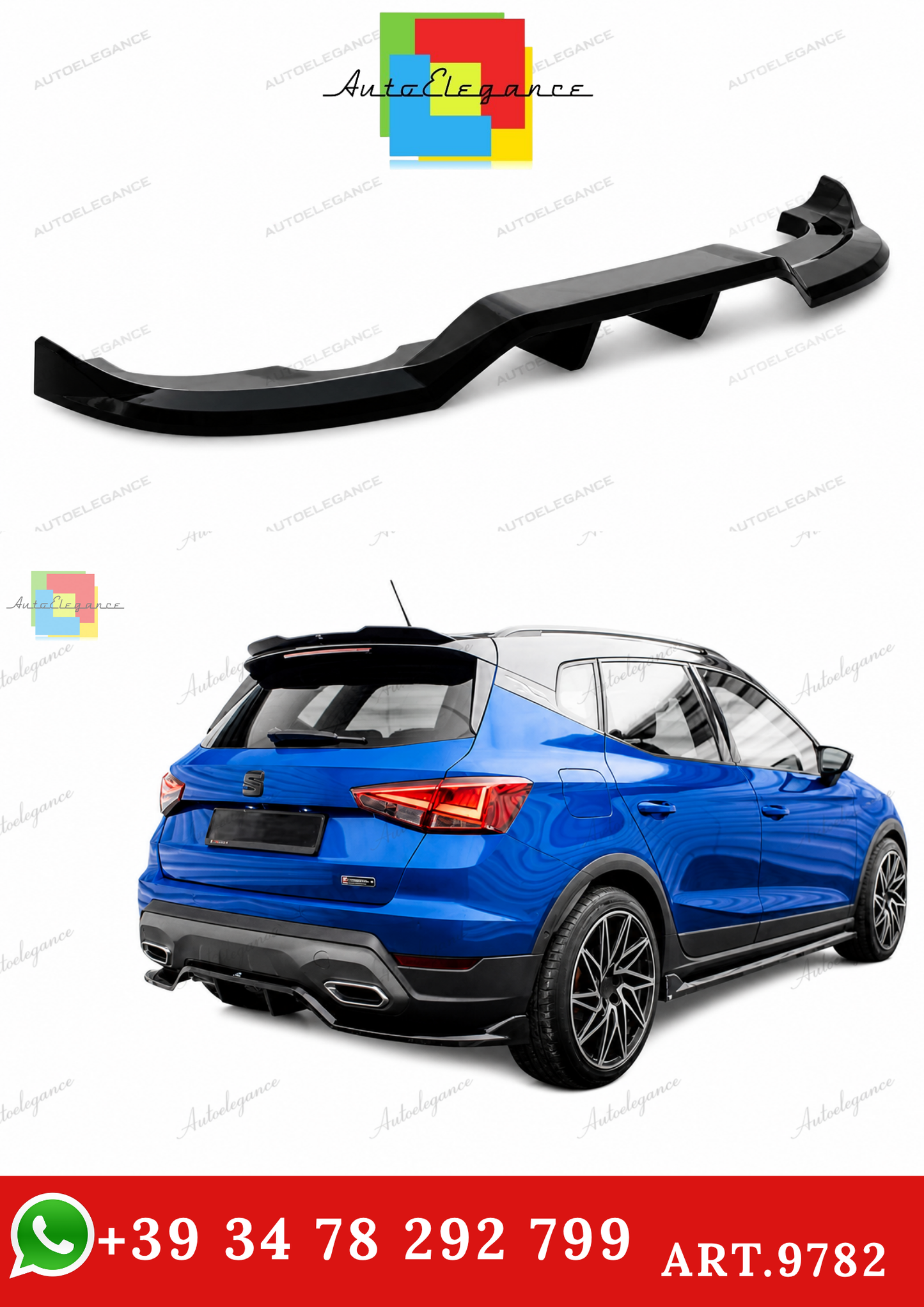 🔥ART.9782 SPLITTER POSTERIORE CON BARRE VERTICALI) SEAT ARONA FR Mk1 FACELIFT🔥