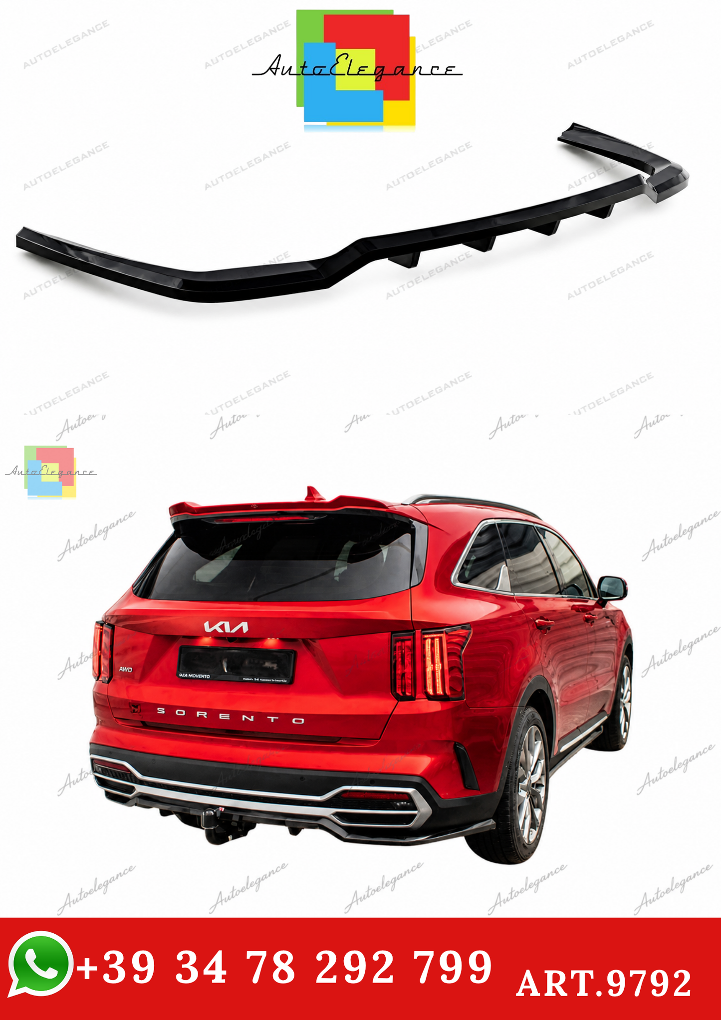 🔥ART.9792 SPLITTER POSTERIORE (CON BARRE VERTICALI ) KIA SORENTO Mk4🔥