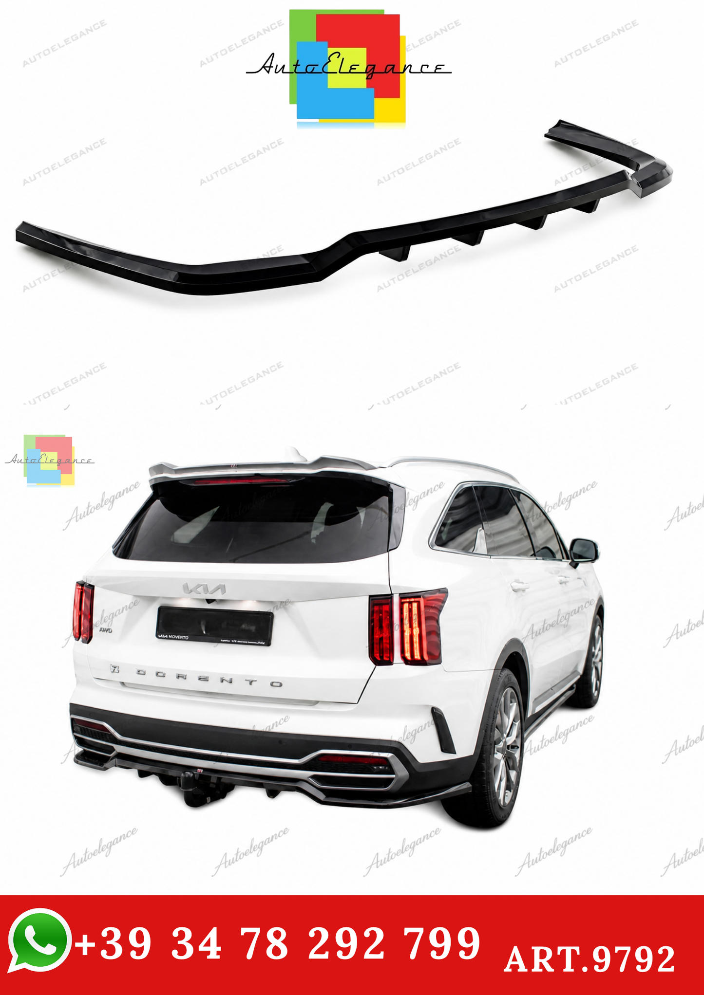 🔥ART.9792 SPLITTER POSTERIORE (CON BARRE VERTICALI ) KIA SORENTO Mk4🔥