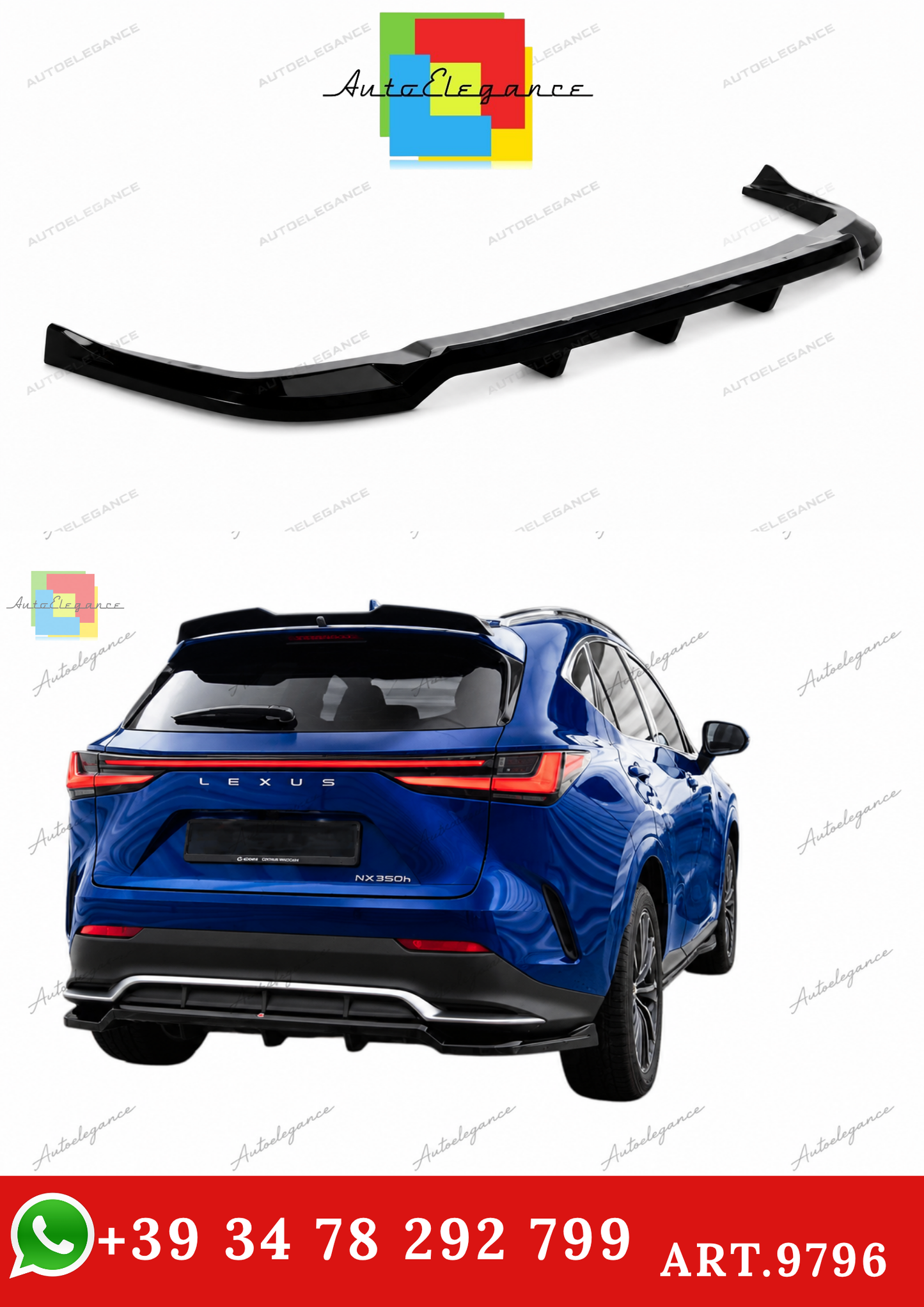 🔥ART.9796 SPLITTER POSTERIORE (CON BARRE VERTICALI ) LEXUS NX F-SPORT Mk2🔥