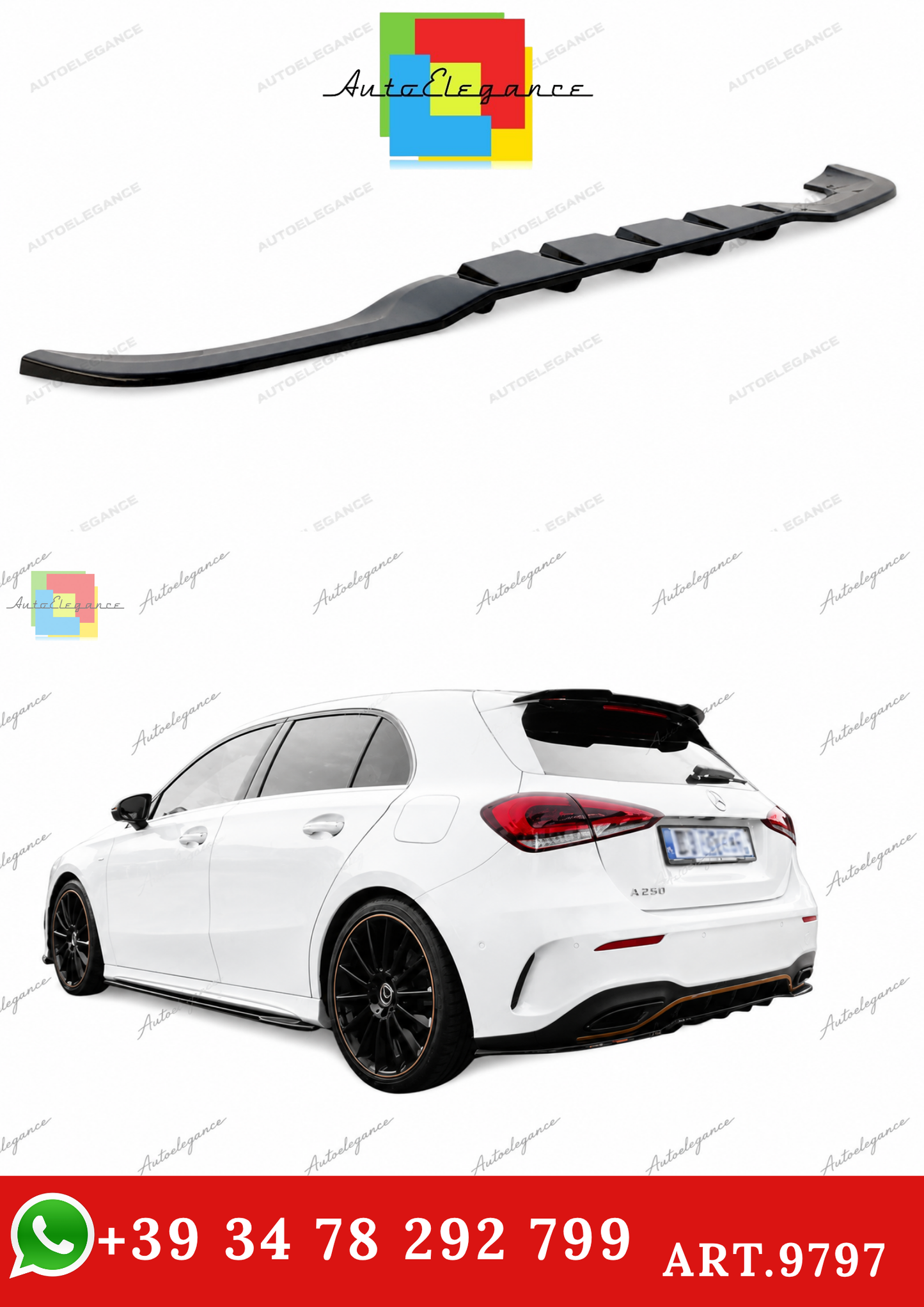 🔥ART.9797 SPLITTER POSTERIORE PER MERCEDES CLASSE A HATCHBACK AMG LINE W177🔥