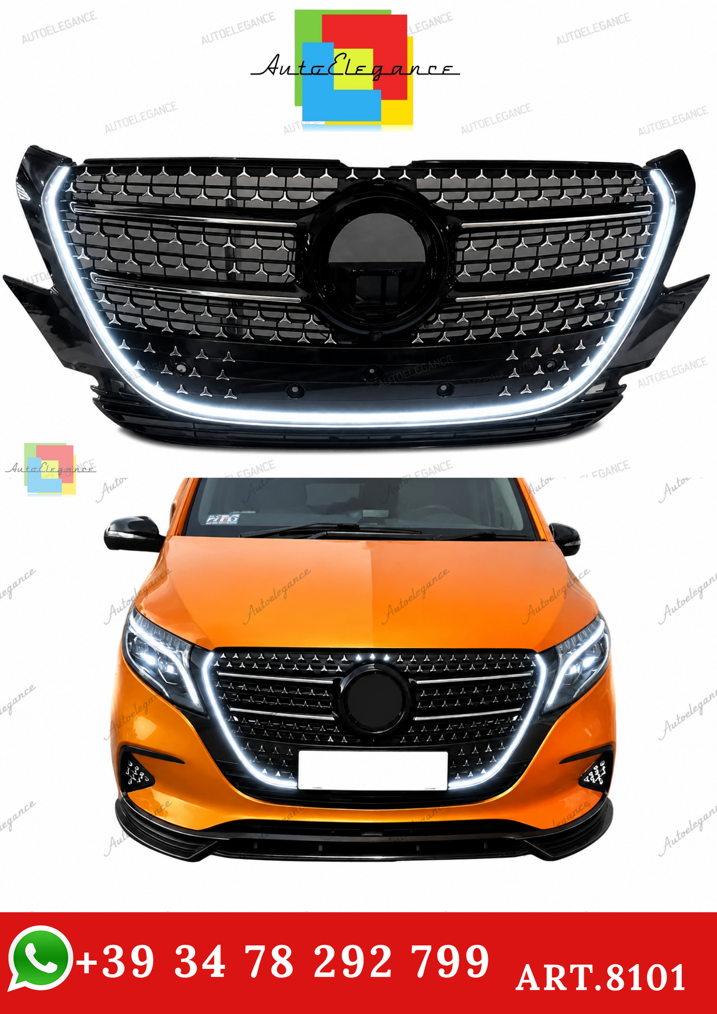 💕ART.8101 Griglia Radiatore LED Stile M Pre-Facelift  M.Benz Vito Metris W448💕