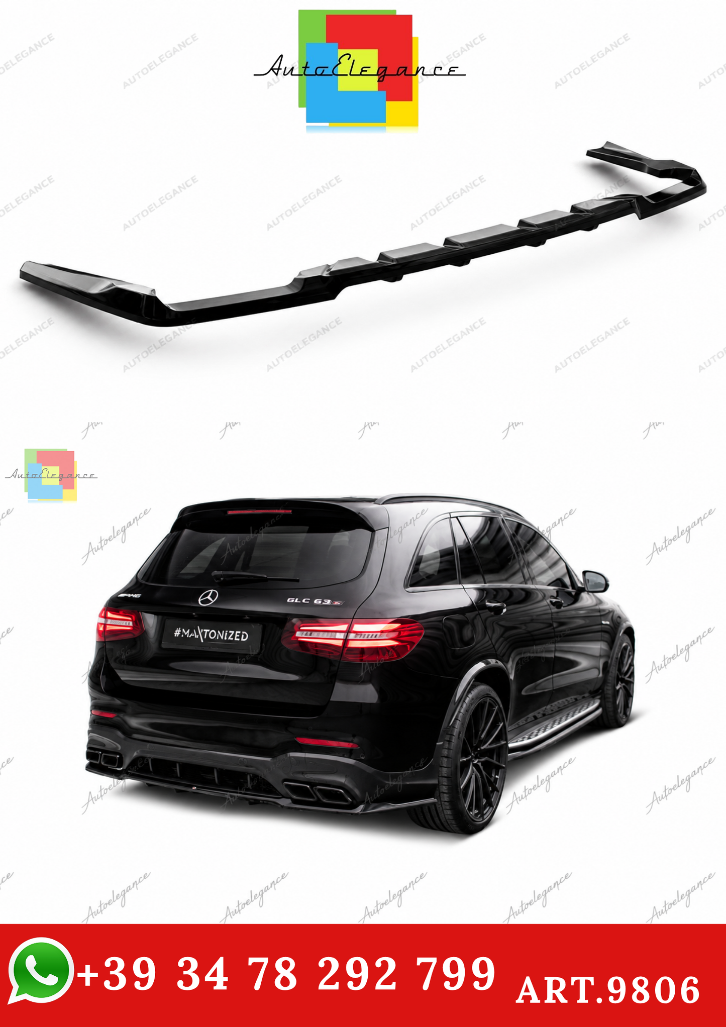 🔥ART.9806 SPLITTER POSTERIORE V.2 ADATTO PER MERCEDES-AMG GLC 63 SUV X253🔥