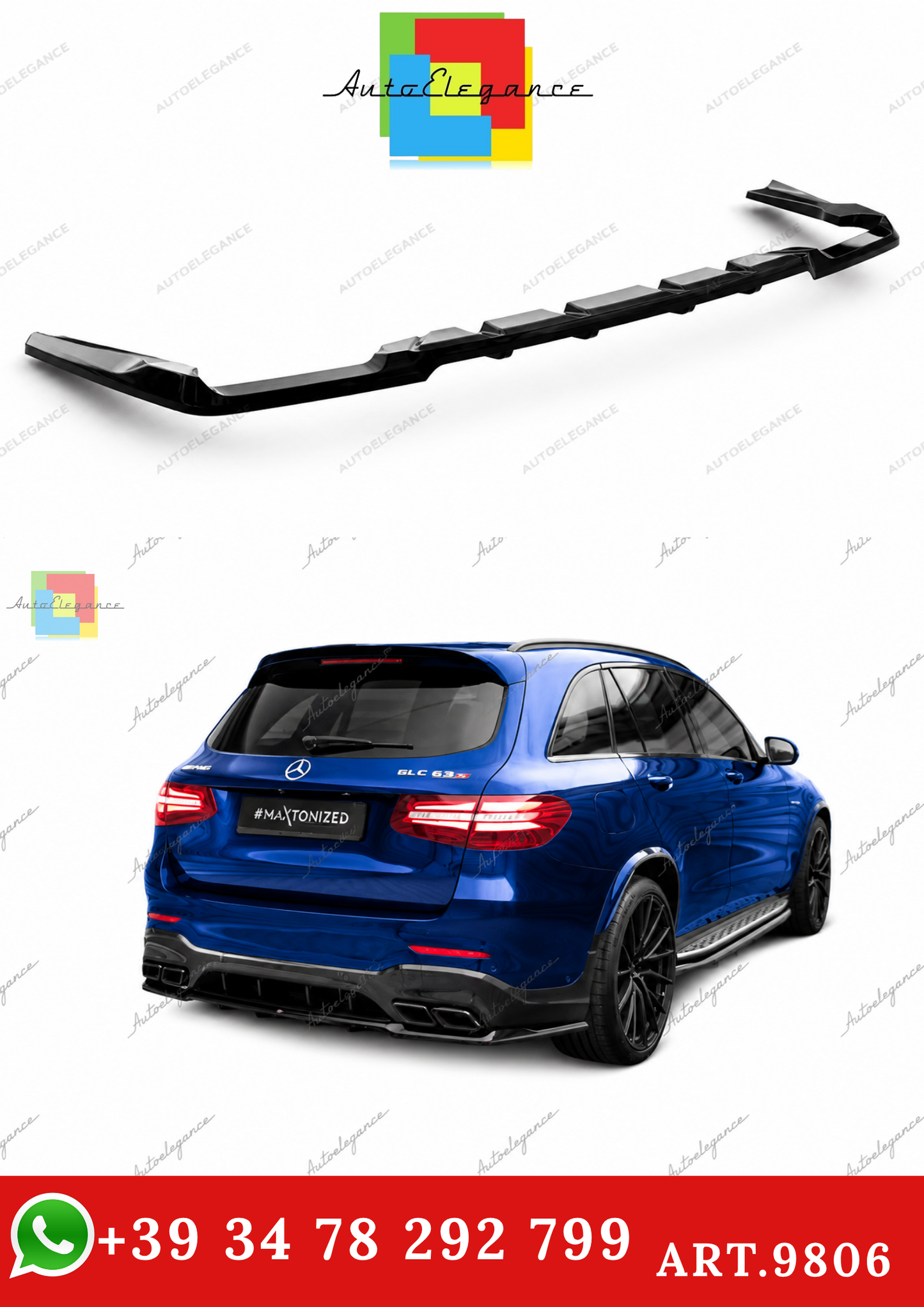 🔥ART.9806 SPLITTER POSTERIORE V.2 ADATTO PER MERCEDES-AMG GLC 63 SUV X253🔥