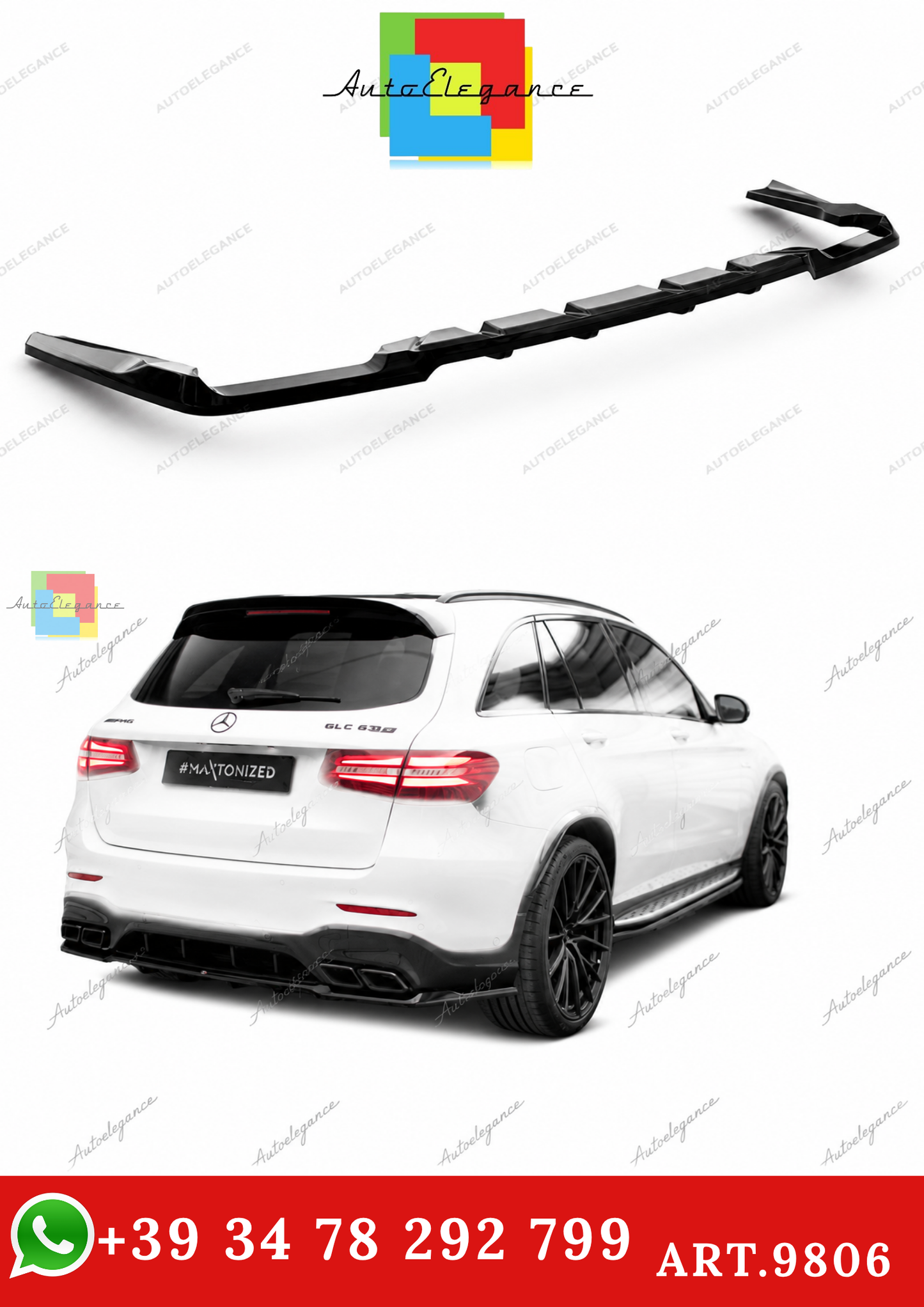 🔥ART.9806 SPLITTER POSTERIORE V.2 ADATTO PER MERCEDES-AMG GLC 63 SUV X253🔥