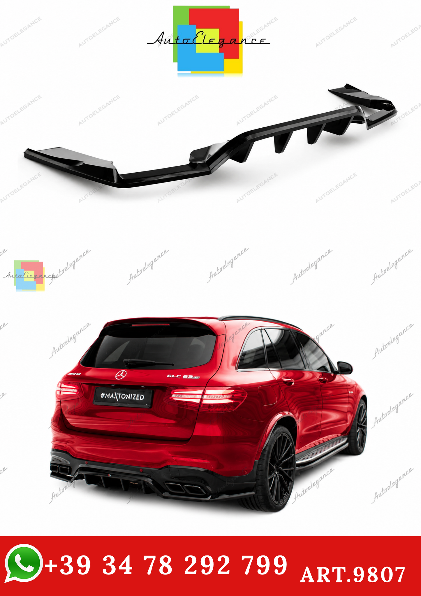 🔥ART.9807 SPLITTER POSTERIORE V.1 ADATTO PER MERCEDES-AMG GLC 63 SUV X253🔥