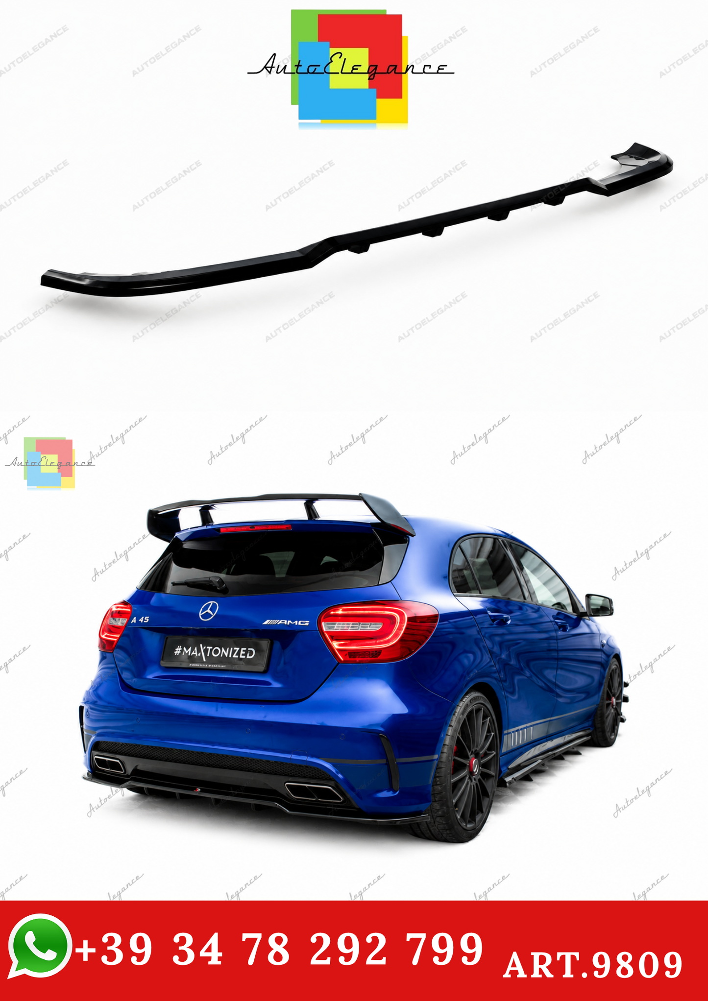 🔥ART.9809 SPLITTER POSTERIORE(CON BARRE VERTICALI) MERCEDES-BENZ A45 AMG W176🔥