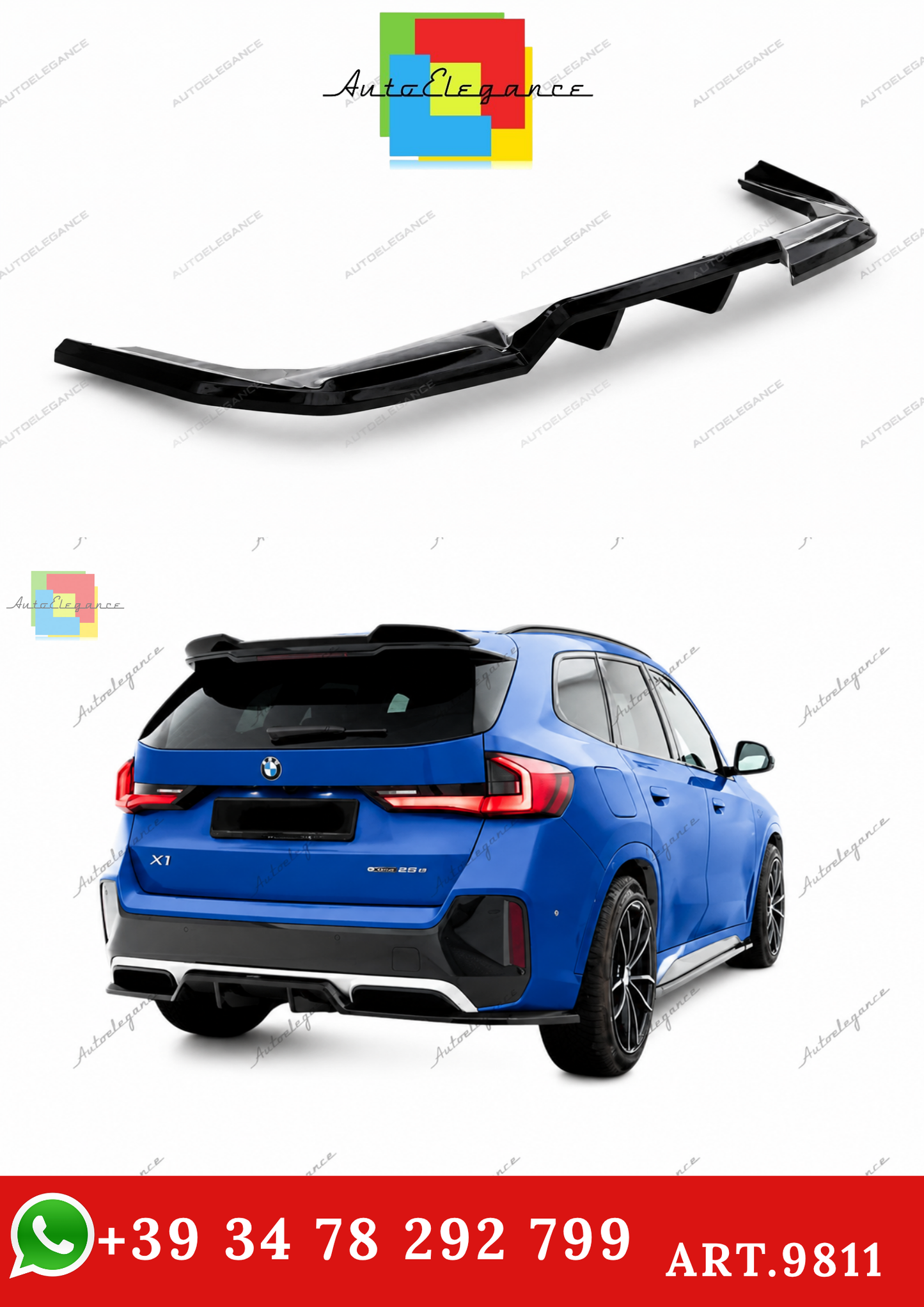 🔥ART.9811 SPLITTER POSTERIORE (CON BARRE VERTICALI) PER BMW X1 M-PACK U11🔥