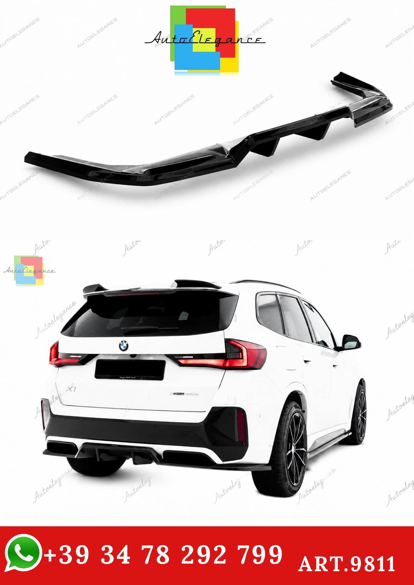 🔥ART.9811 SPLITTER POSTERIORE (CON BARRE VERTICALI) PER BMW X1 M-PACK U11🔥