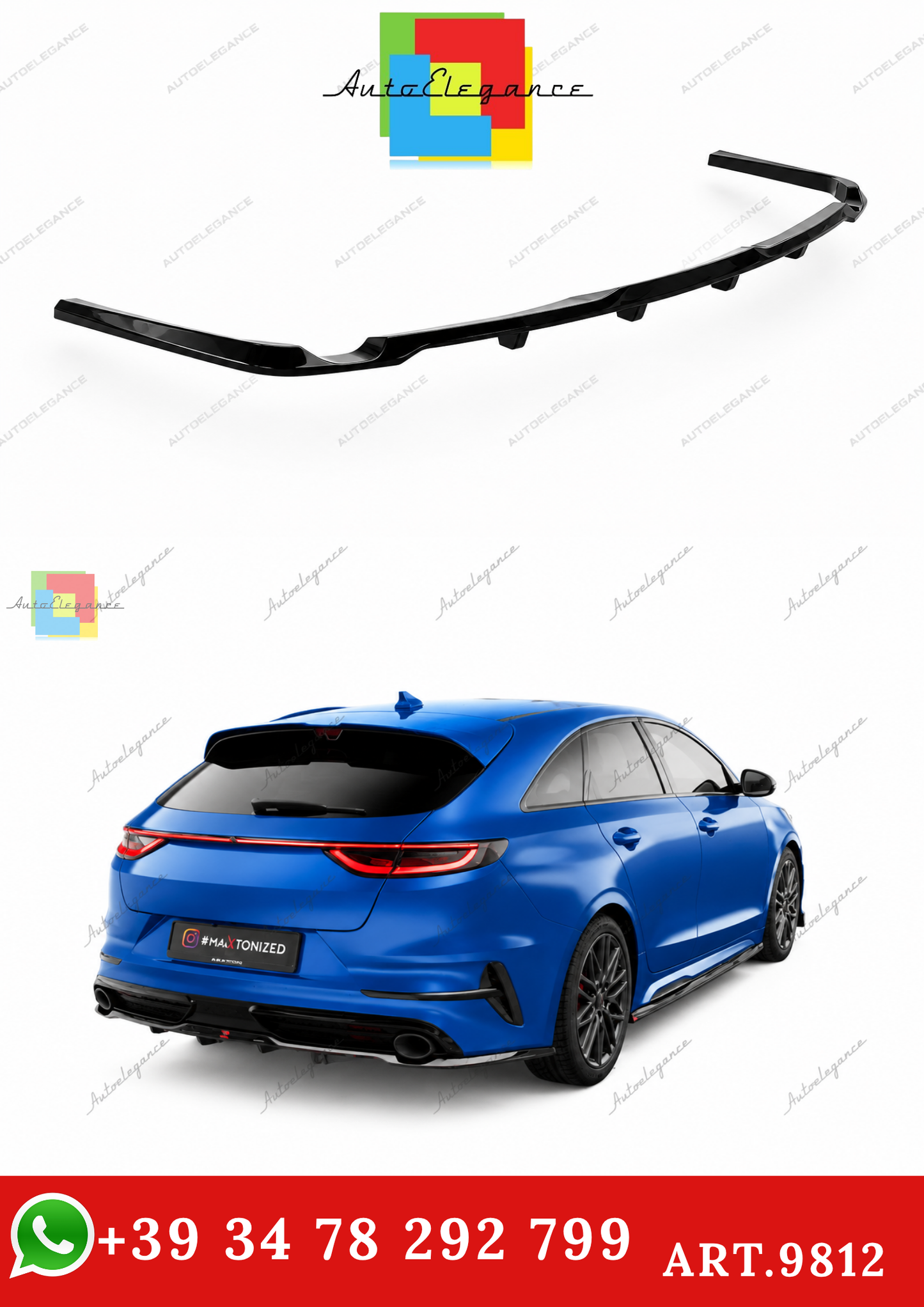 🔥ART.9812 SPLITTER POSTERIORE CON BARRE VERTICALI KIA PROCEED GT Mk1 FACELIFT🔥