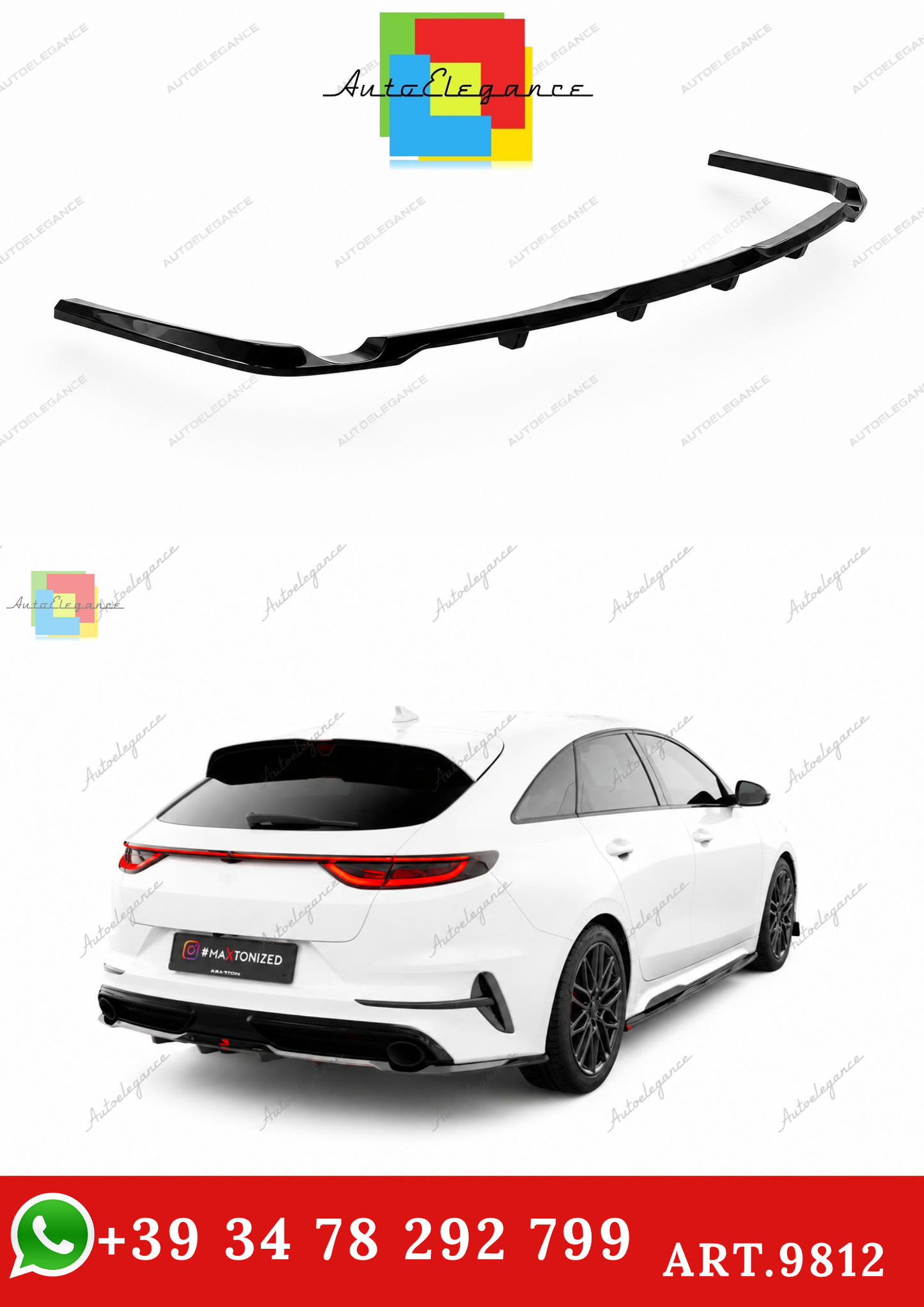🔥ART.9812 SPLITTER POSTERIORE CON BARRE VERTICALI KIA PROCEED GT Mk1 FACELIFT🔥