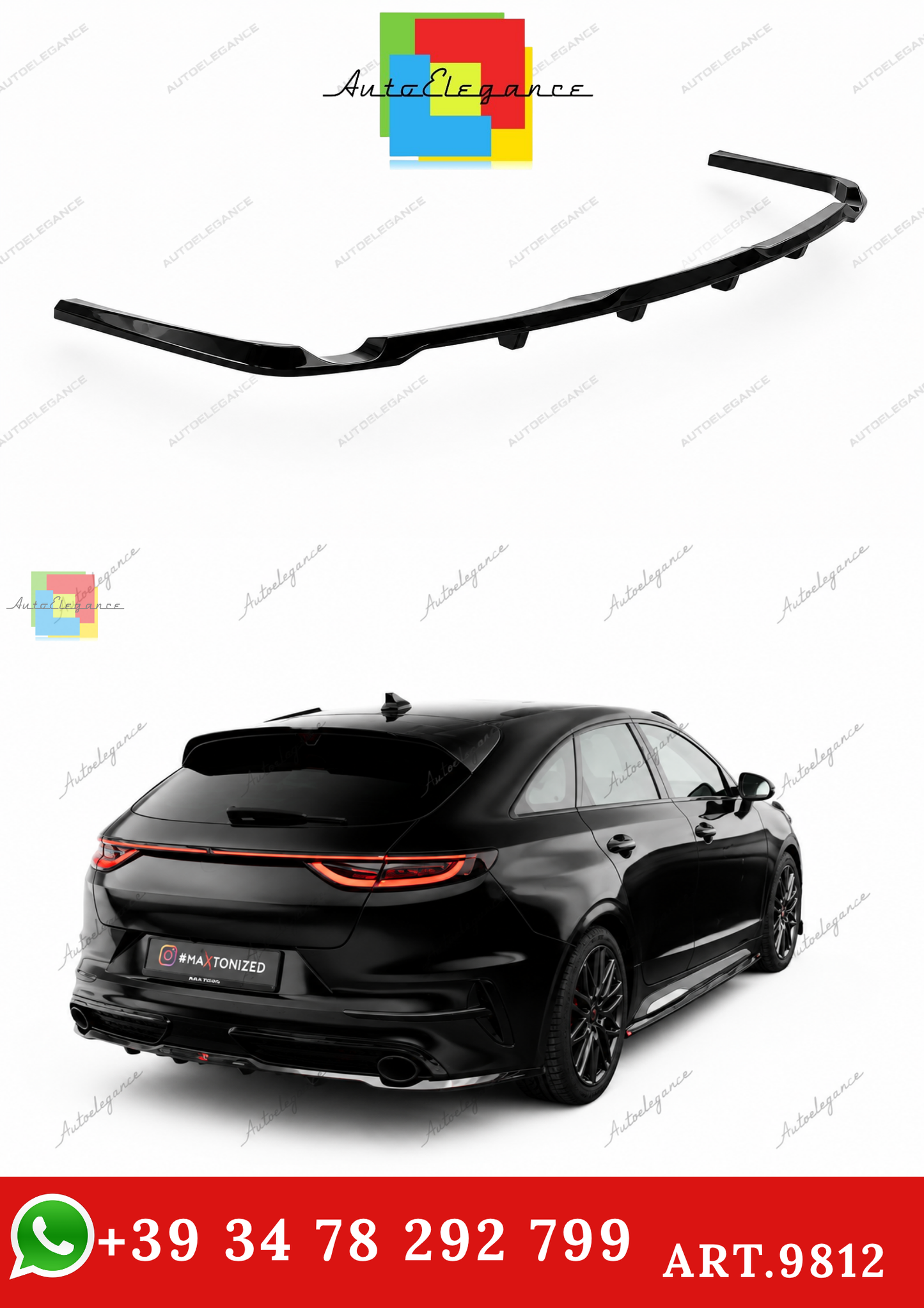 🔥ART.9812 SPLITTER POSTERIORE CON BARRE VERTICALI KIA PROCEED GT Mk1 FACELIFT🔥