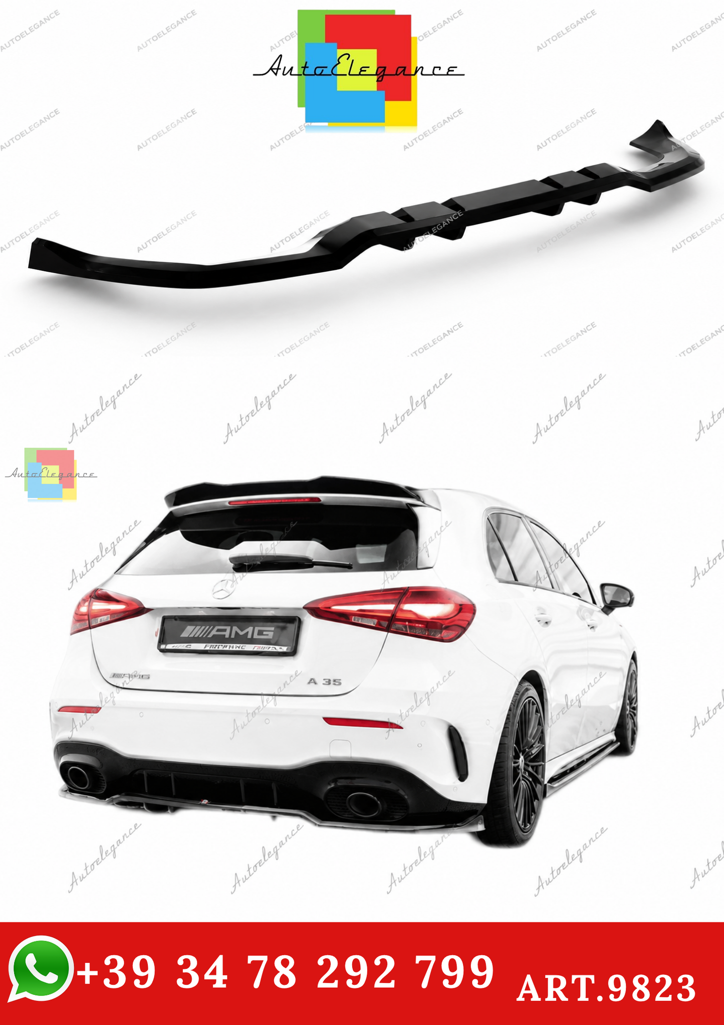 🔥ART.9823 SPLITTER POSTERIORE MERCEDES-AMG A35 HATCHBACK W177🔥