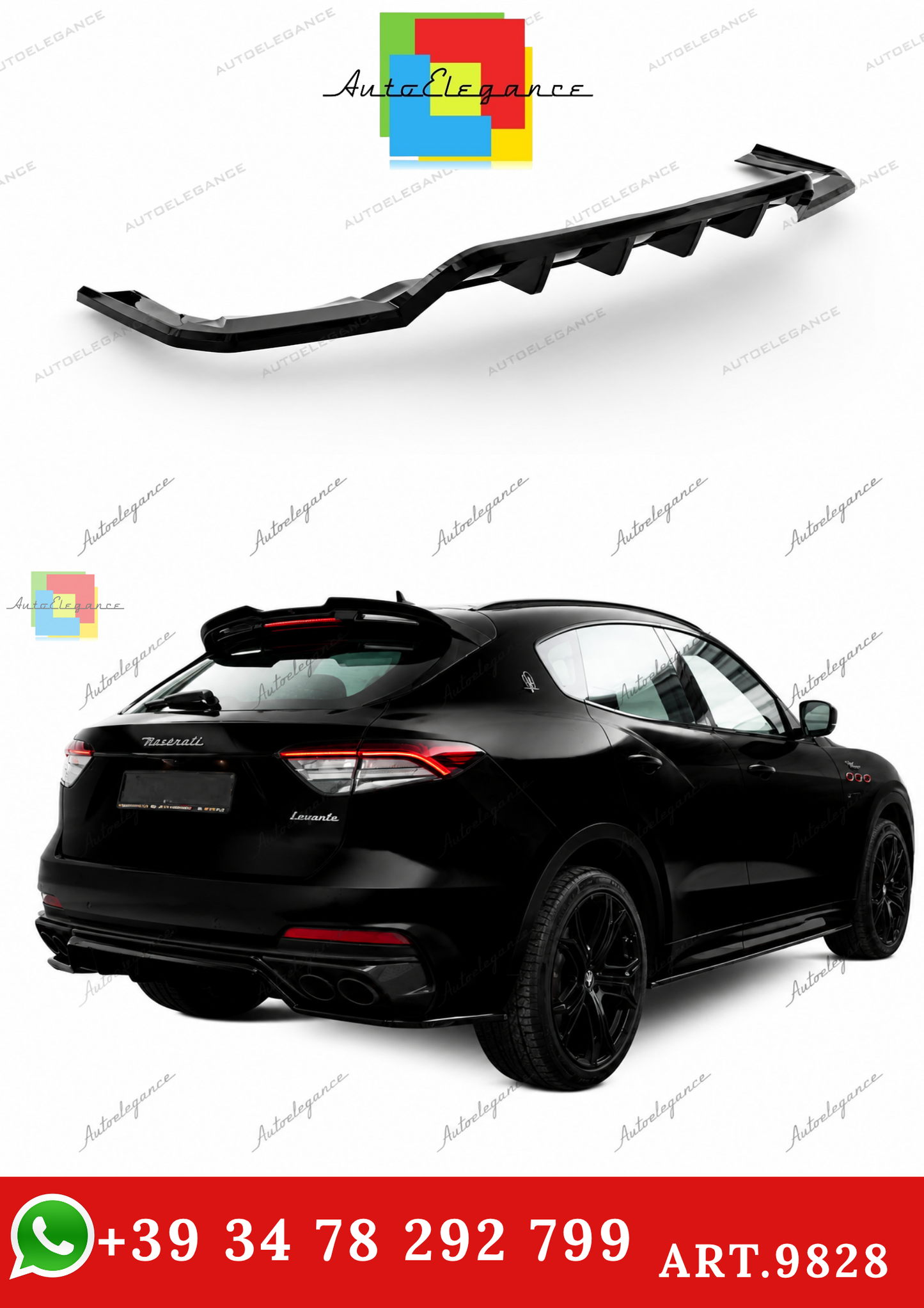 🔥ART.9828 SPLITTER POSTERIORE CON BARRE VERTICALI MASERATI LEVANTE TROFEO Mk1🔥