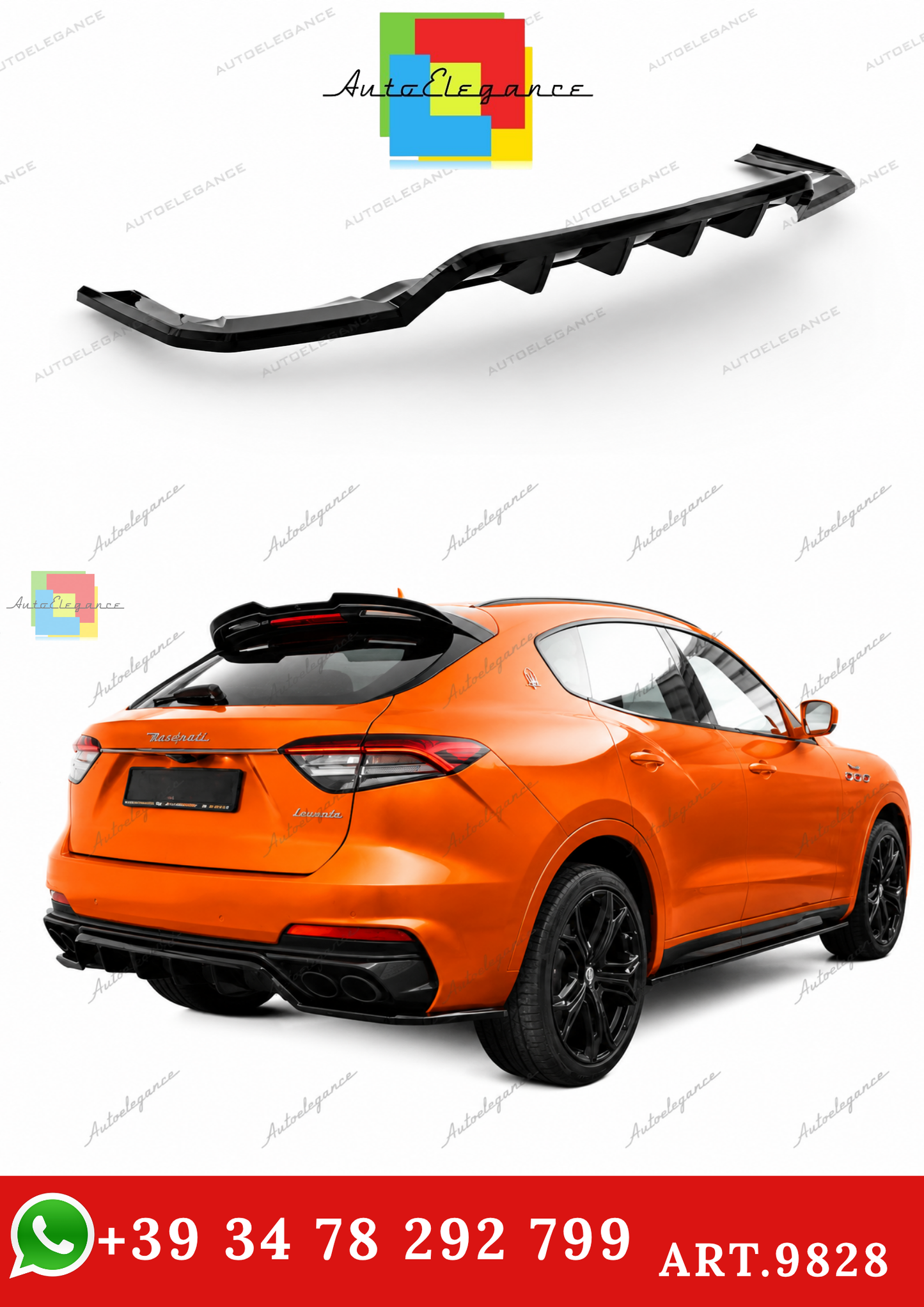🔥ART.9828 SPLITTER POSTERIORE CON BARRE VERTICALI MASERATI LEVANTE TROFEO Mk1🔥