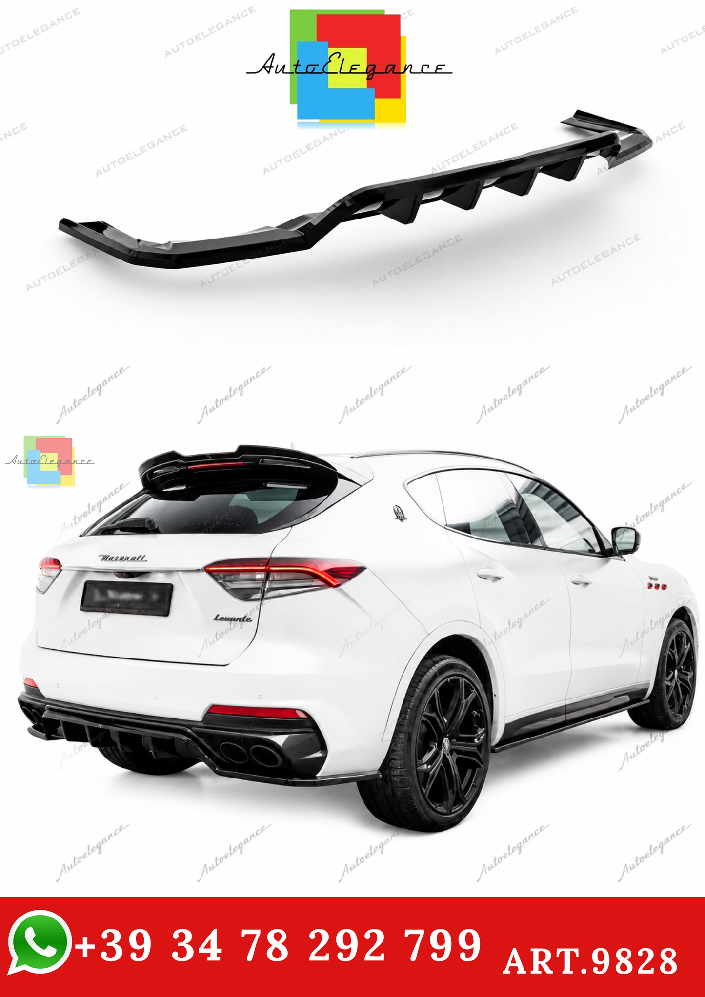 🔥ART.9828 SPLITTER POSTERIORE CON BARRE VERTICALI MASERATI LEVANTE TROFEO Mk1🔥