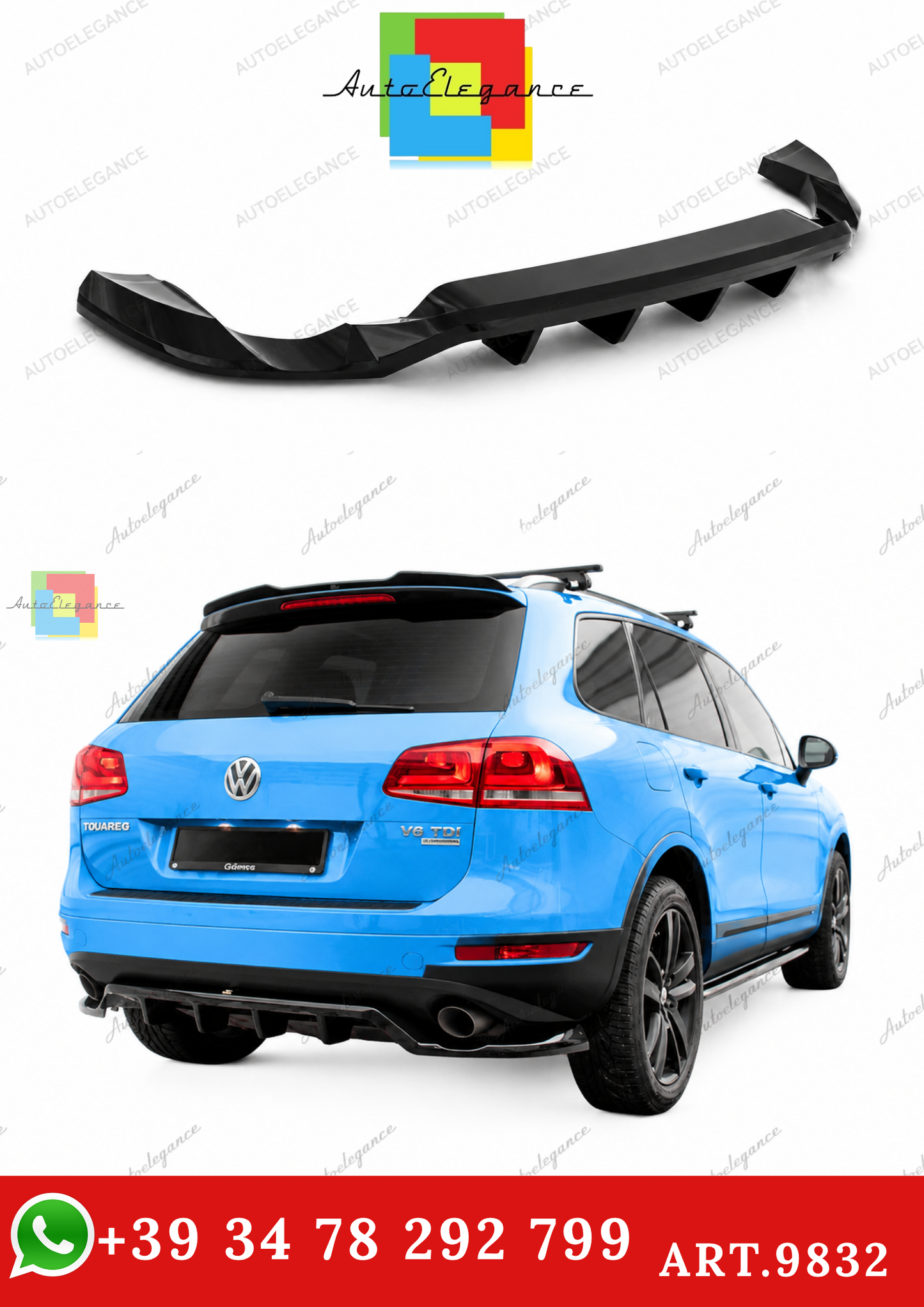 🔥ART.9832 SPLITTER POSTERIORE (CON BARRE VERTICALI) ADATTO PER VW TOUAREG Mk2🔥