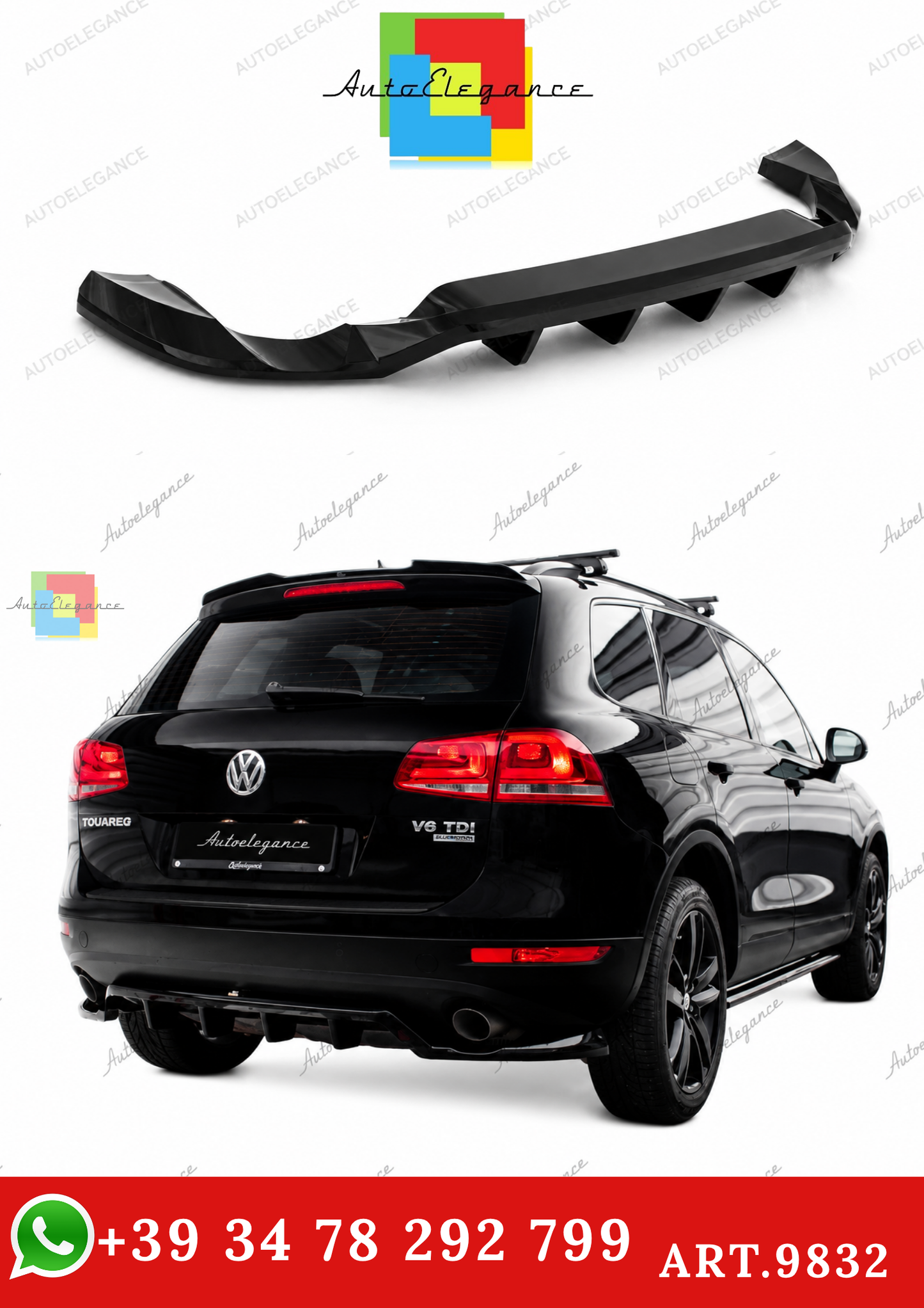🔥ART.9832 SPLITTER POSTERIORE (CON BARRE VERTICALI) ADATTO PER VW TOUAREG Mk2🔥