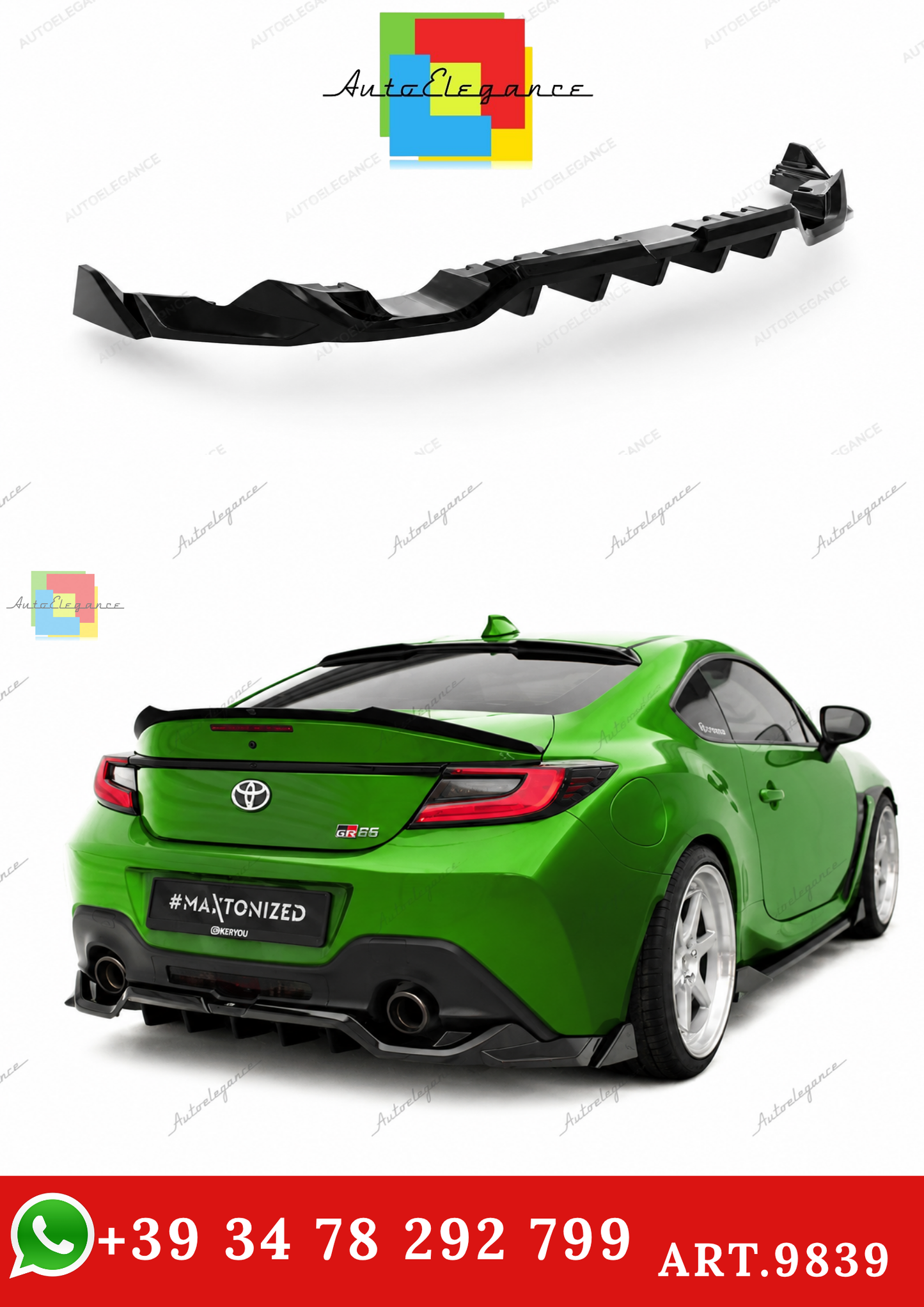 🔥ART.9839 SPLITTER POSTERIORE (CON BARRE VERTICALI)  V.3 PER TOYOTA GR86 Mk1🔥