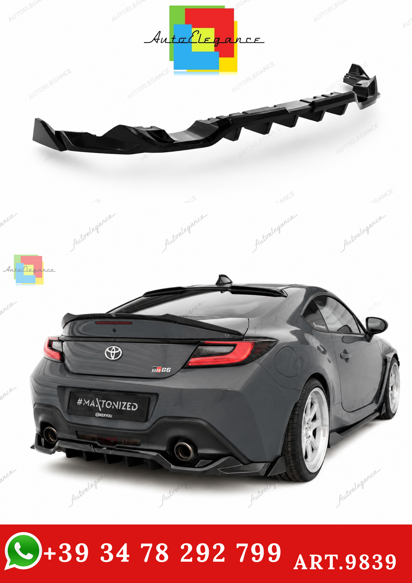 🔥ART.9839 SPLITTER POSTERIORE (CON BARRE VERTICALI)  V.3 PER TOYOTA GR86 Mk1🔥