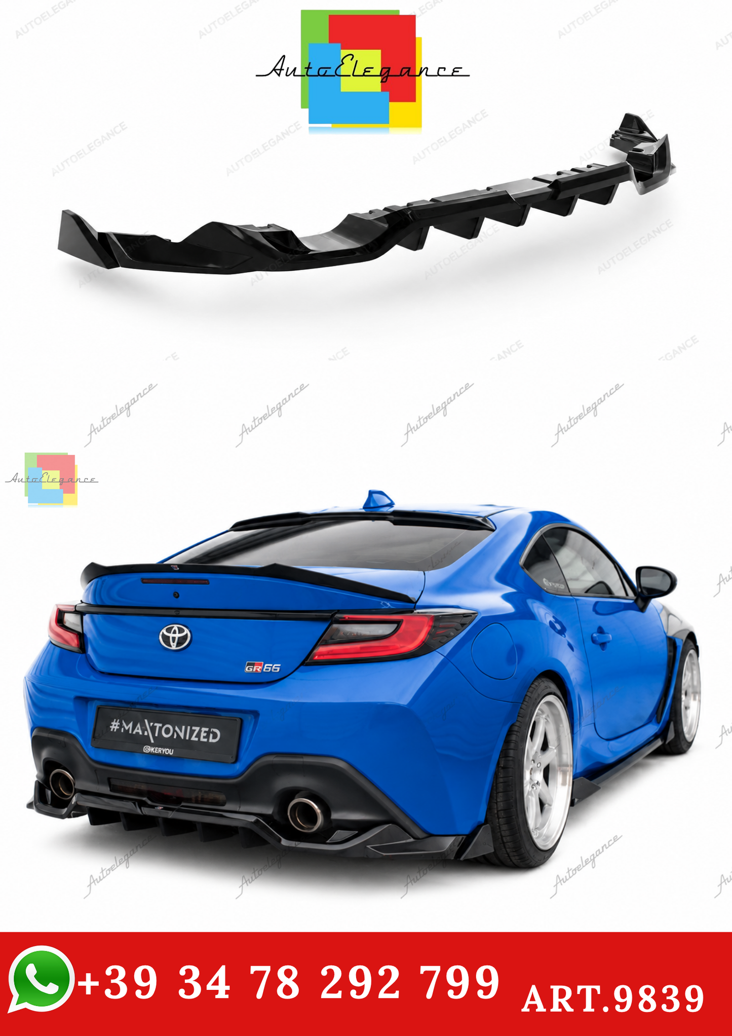 🔥ART.9839 SPLITTER POSTERIORE (CON BARRE VERTICALI)  V.3 PER TOYOTA GR86 Mk1🔥