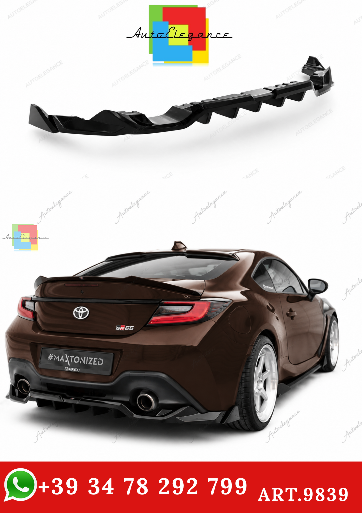 🔥ART.9839 SPLITTER POSTERIORE (CON BARRE VERTICALI)  V.3 PER TOYOTA GR86 Mk1🔥