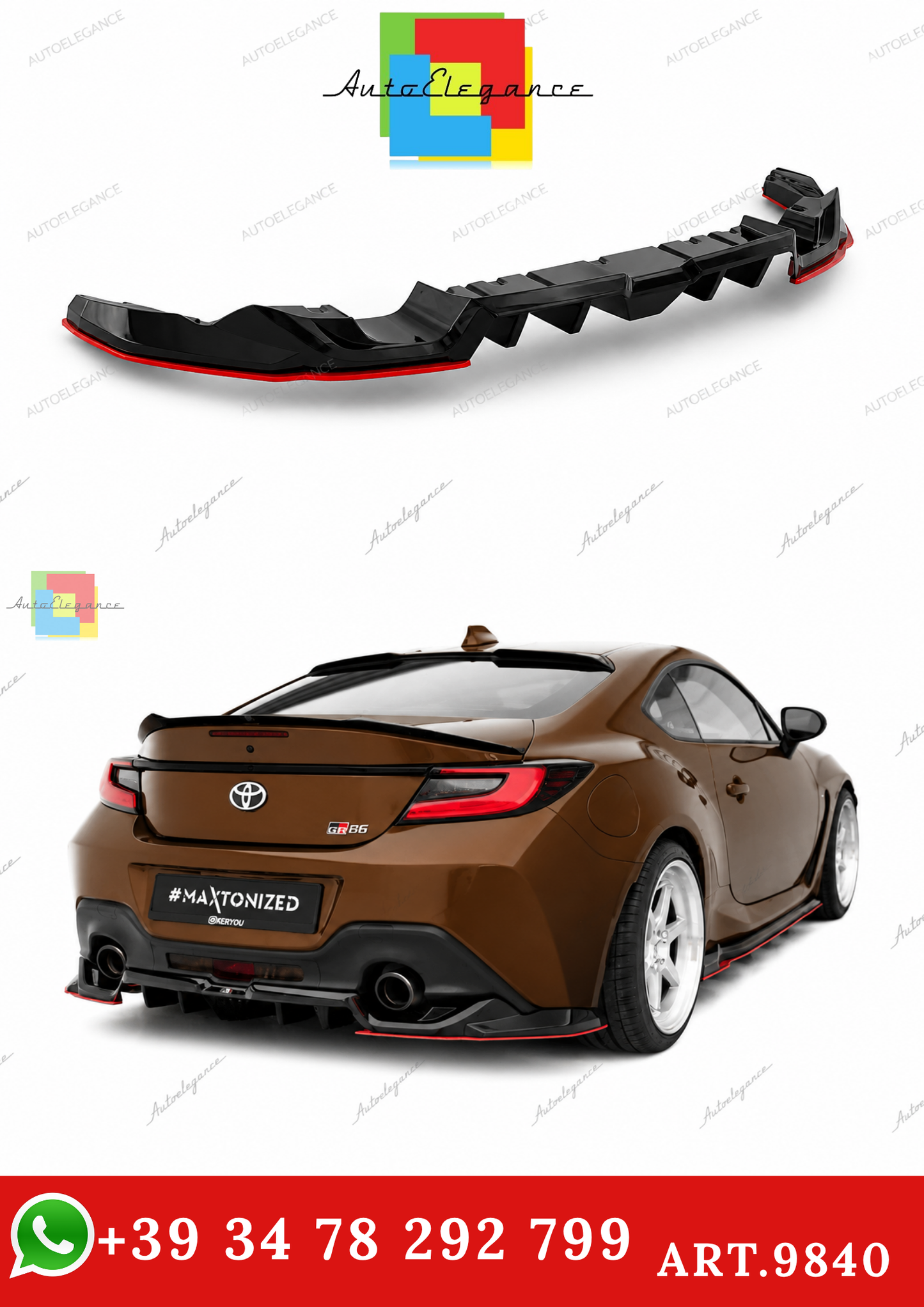 🔥ART.9840 SPLITTER POSTERIORE (CON BARRE VERTICALI) V.2 PER TOYOTA GR86 Mk1🔥