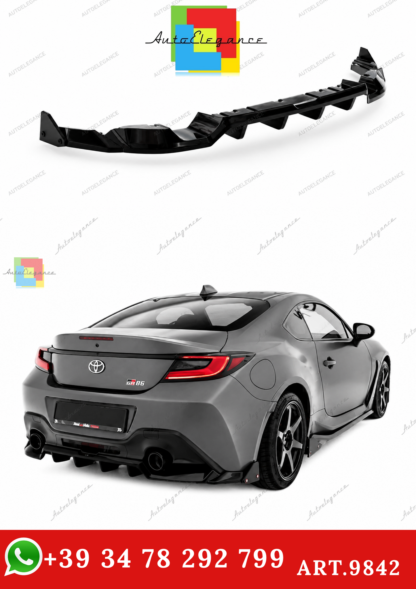 🔥ART.9842 SPLITTER POSTERIORE  V.1 + ALETTE ADATTO PER TOYOTA GR86 Mk1🔥