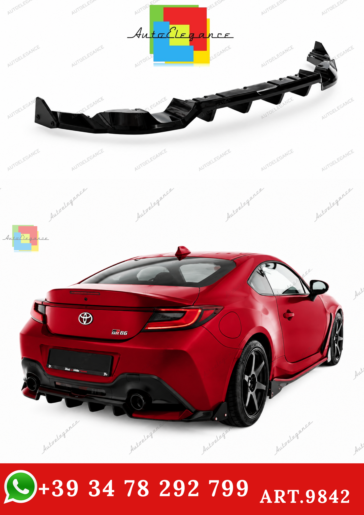 🔥ART.9842 SPLITTER POSTERIORE  V.1 + ALETTE ADATTO PER TOYOTA GR86 Mk1🔥