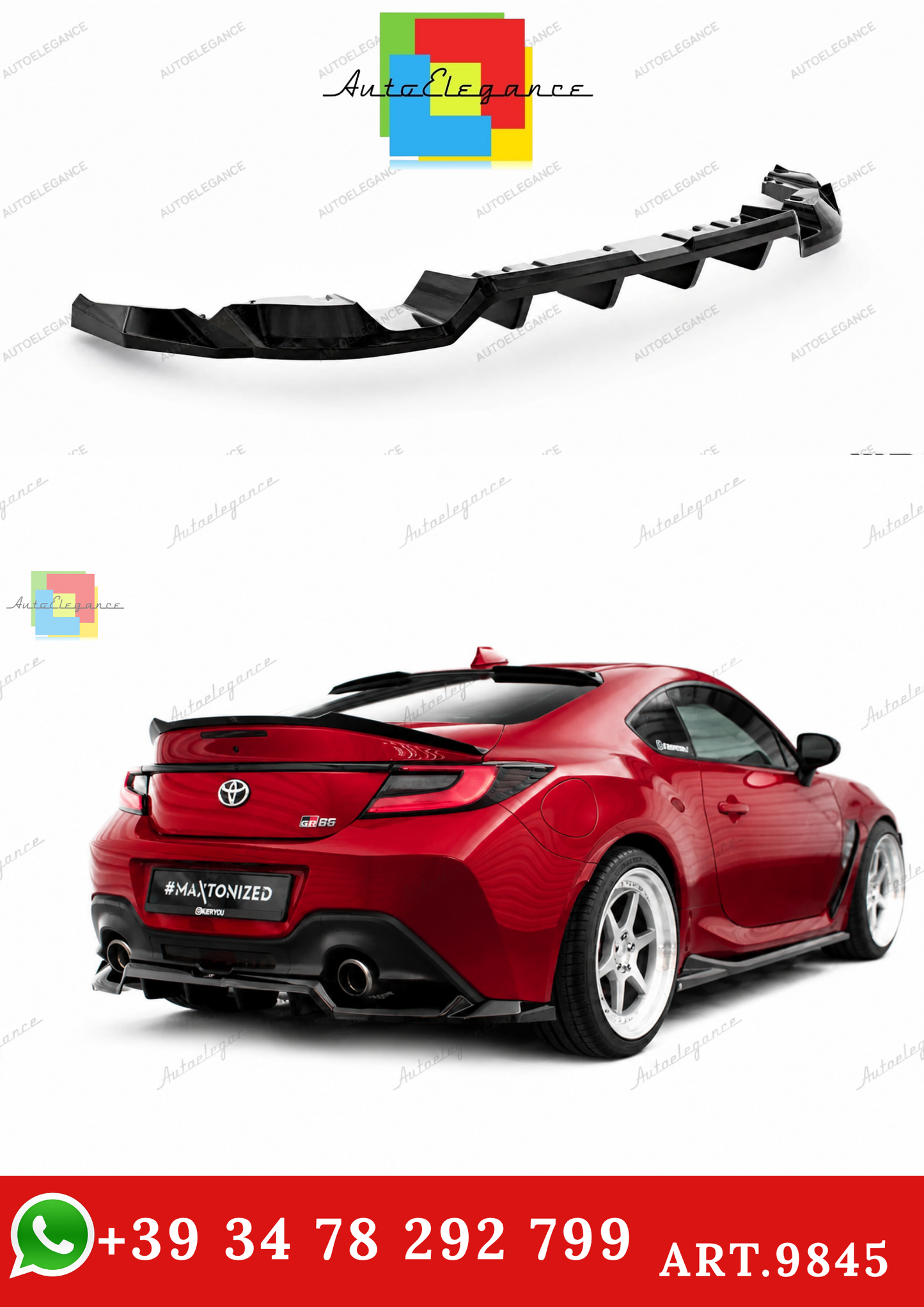 🔥ART.9845 SPLITTER POSTERIORE (CON BARRE VERTICALI) V.1 TOYOTA GR86 Mk1🔥