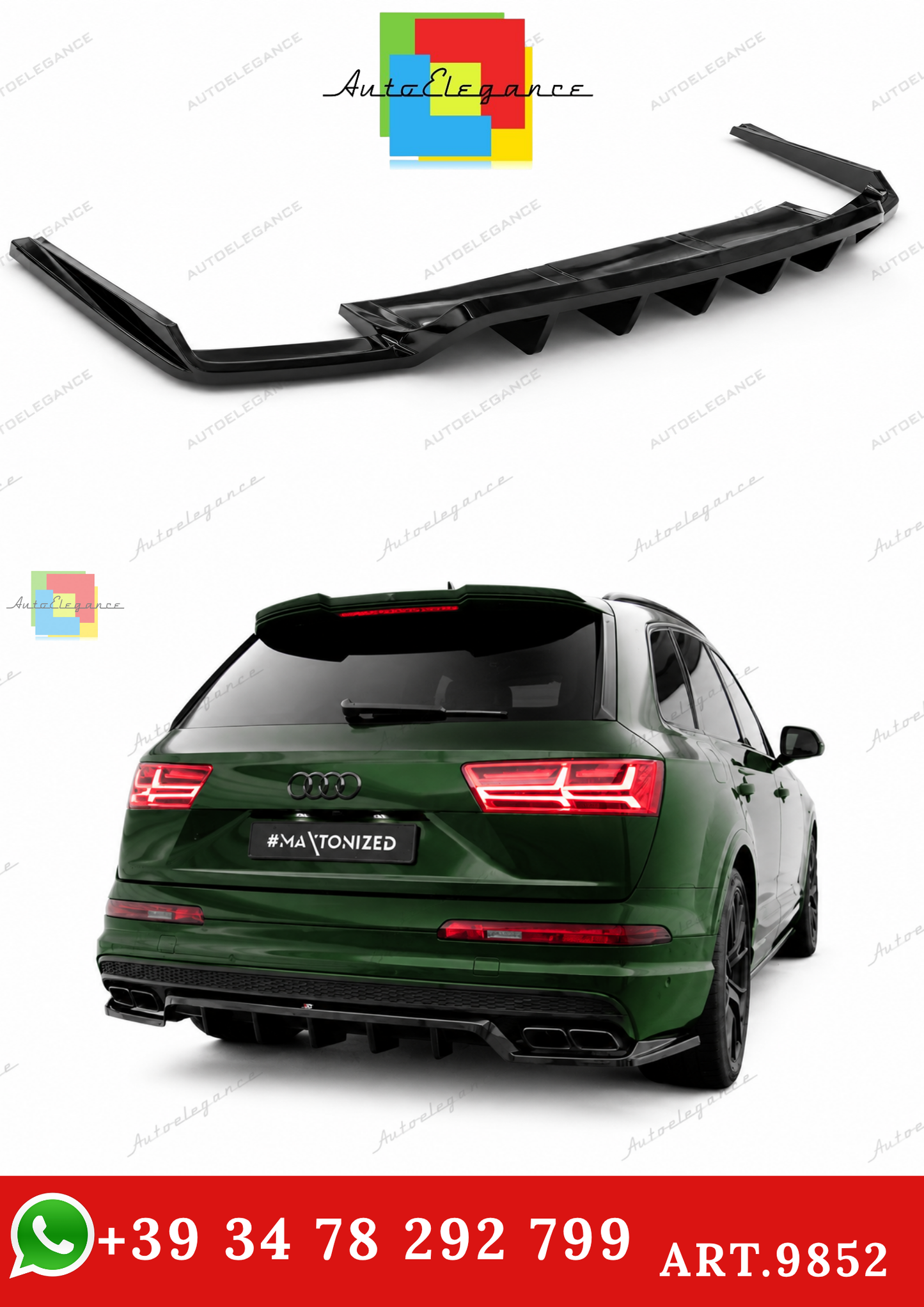 🔥ART.9852 SPLITTER POSTERIORE (CON BARRE VERTICALI) AUDI SQ7 / Q7 S-LINE Mk2🔥