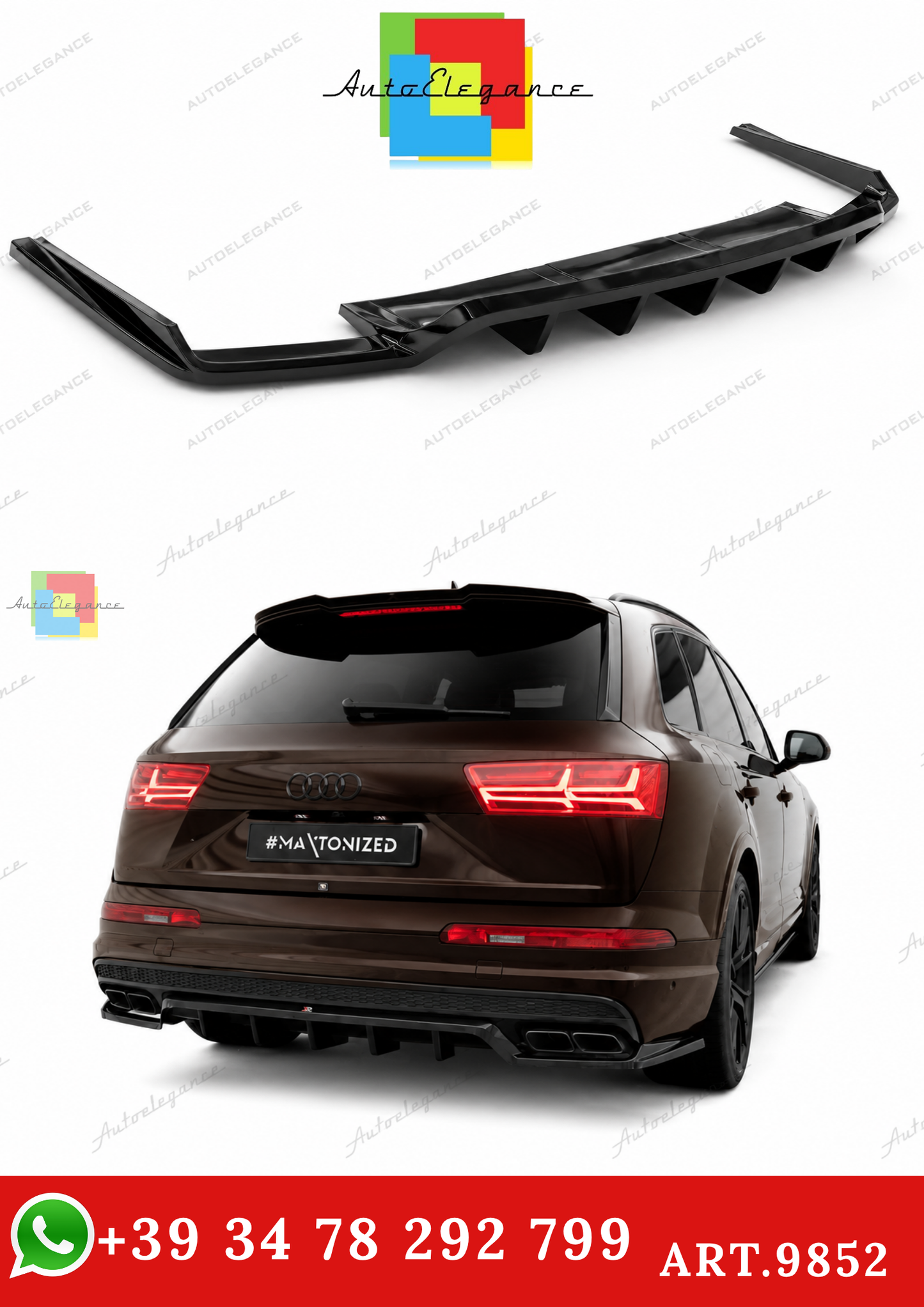 🔥ART.9852 SPLITTER POSTERIORE (CON BARRE VERTICALI) AUDI SQ7 / Q7 S-LINE Mk2🔥